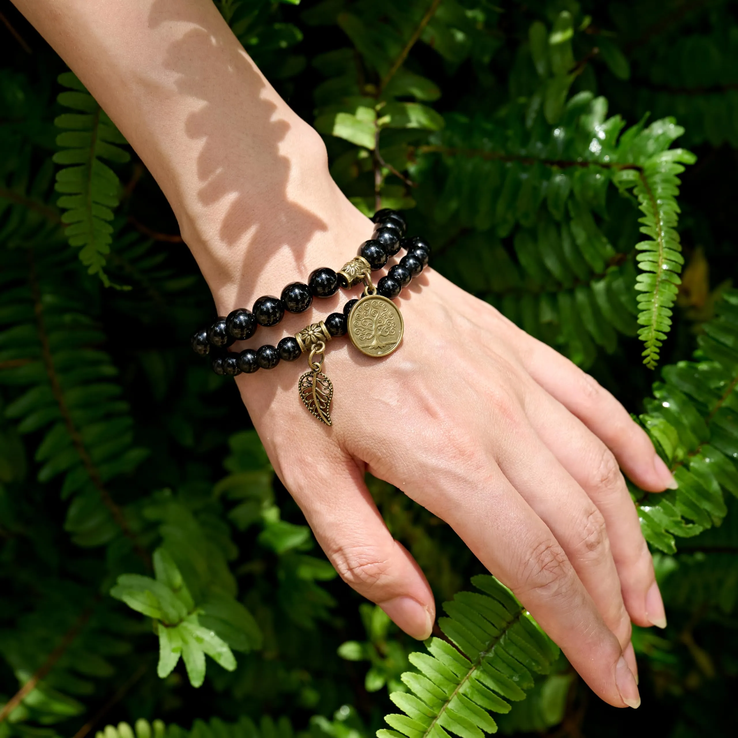 Farfume Bracciali Chakra per le donne - Cristalli Bracciale Donne Pietre Naturali Yoga Reiki- Un set di bracciali doppi (Obsidio Nero(Radicamento) Medio) - immagine 2