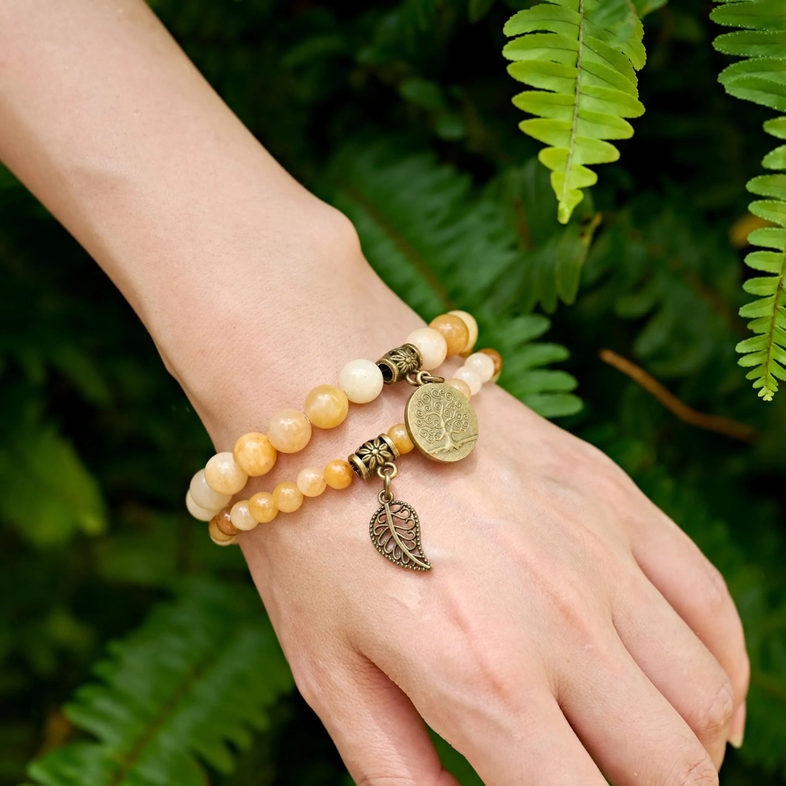Farfume Bracciali Chakra per le donne - Cristalli Bracciale Donne Pietre Naturali Yoga Reiki- Un set di bracciali doppi (Topazio(Potenziamento) Medio) - immagine 2