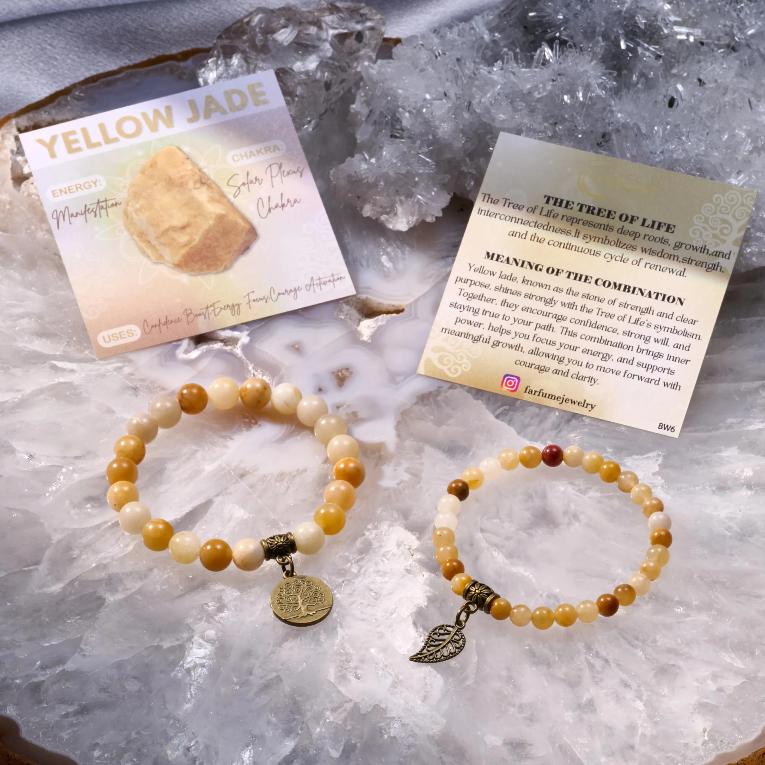 Farfume Bracciali Chakra per le donne - Cristalli Bracciale Donne Pietre Naturali Yoga Reiki- Un set di bracciali doppi (Topazio(Potenziamento) Medio) - immagine 6