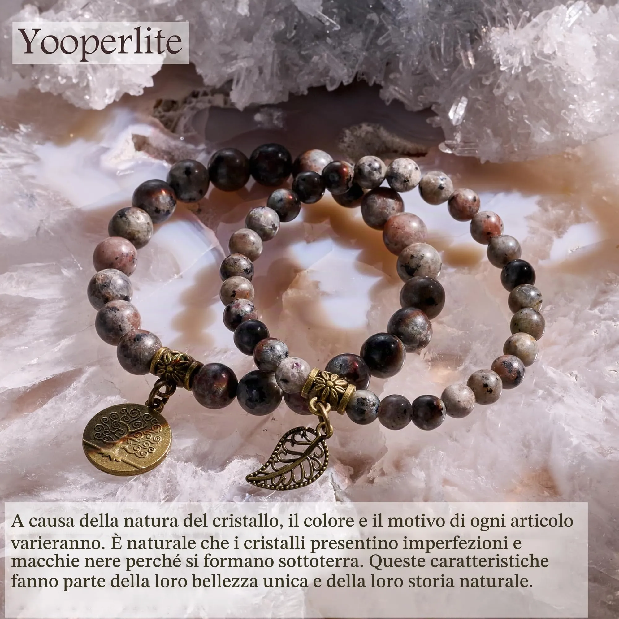 Farfume Bracciali Chakra per le donne - Cristalli Bracciale Donne Pietre Naturali Yoga Reiki- Un set di bracciali doppi (Yooperlite(Innovazione) Medio) - immagine 5