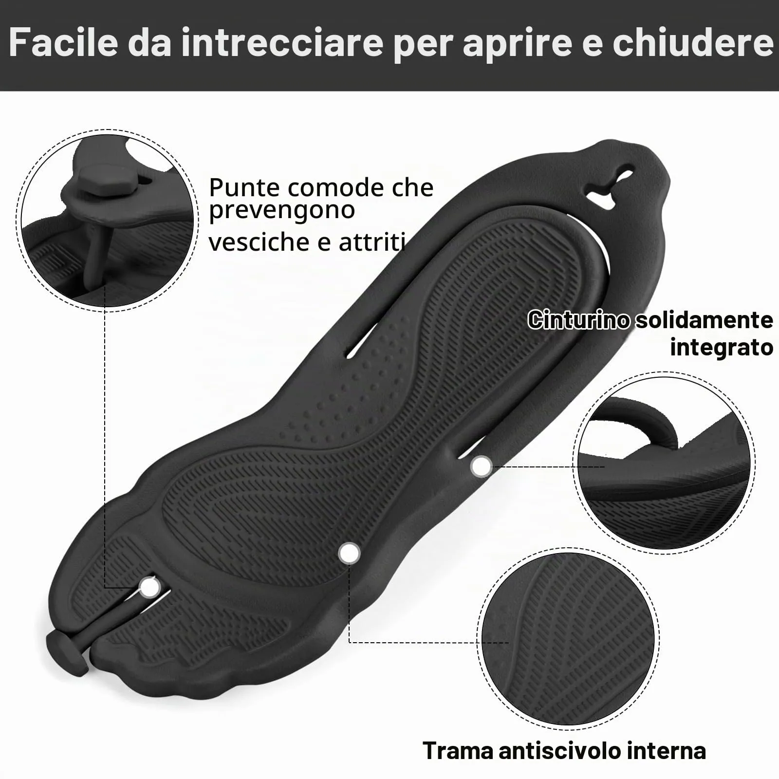 Rosoz infradito per donne e uomini, pantofole da viaggio pieghevoli, leggere, da bagno, da spiaggia, antiscivolo, ad asciugatura rapida, Nero , 36/37 EU - immagine 4