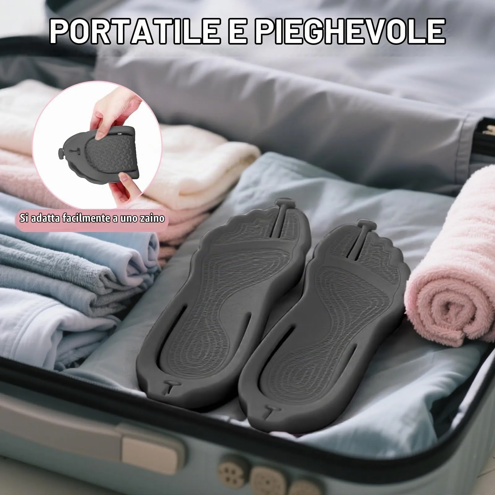 Rosoz infradito per donne e uomini, pantofole da viaggio pieghevoli, leggere, da bagno, da spiaggia, antiscivolo, ad asciugatura rapida, Nero , 36/37 EU - immagine 7