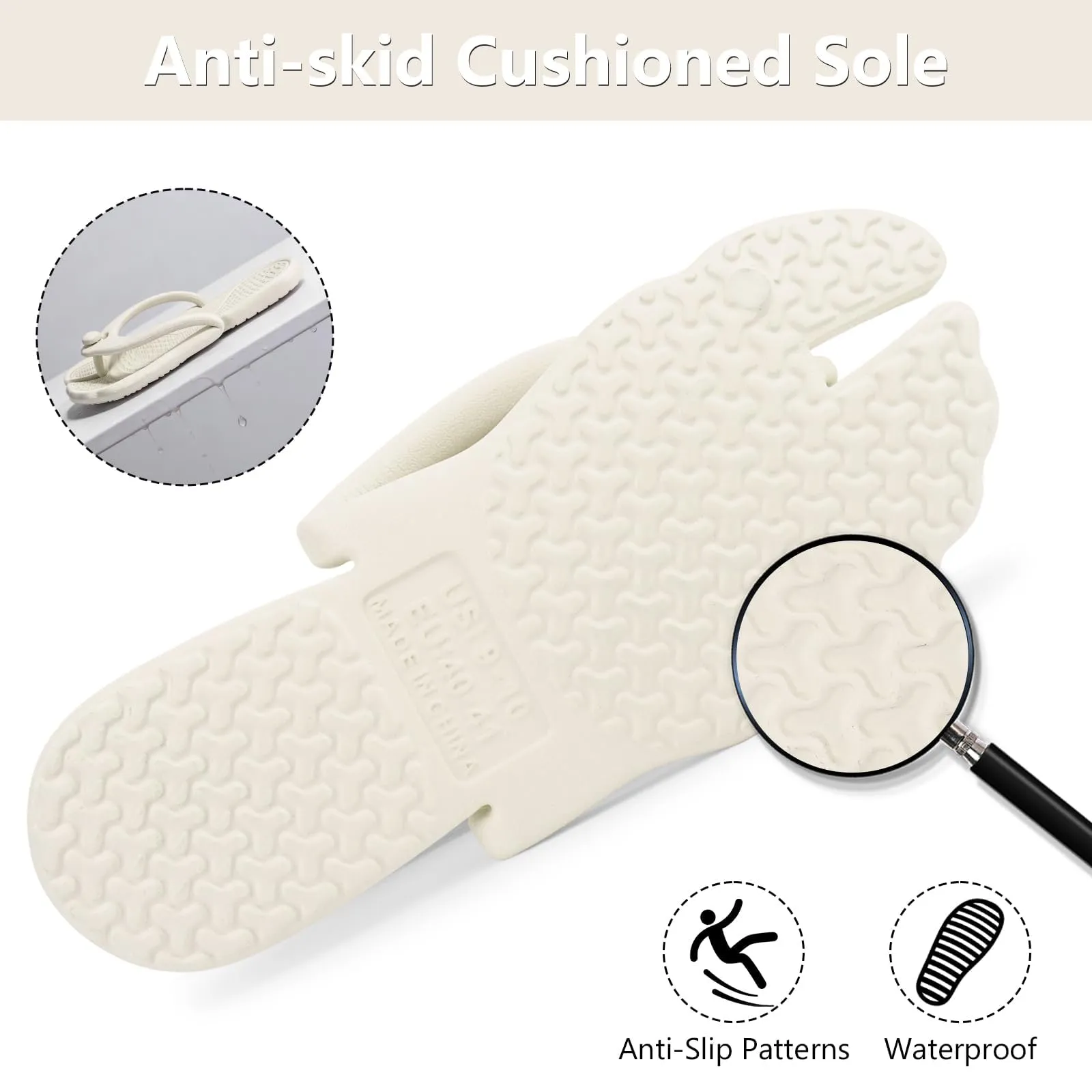 Rosoz infradito per donne e uomini, pantofole da viaggio pieghevoli, leggere, da bagno, da spiaggia, antiscivolo, ad asciugatura rapida, beige., 38/39 EU - immagine 4
