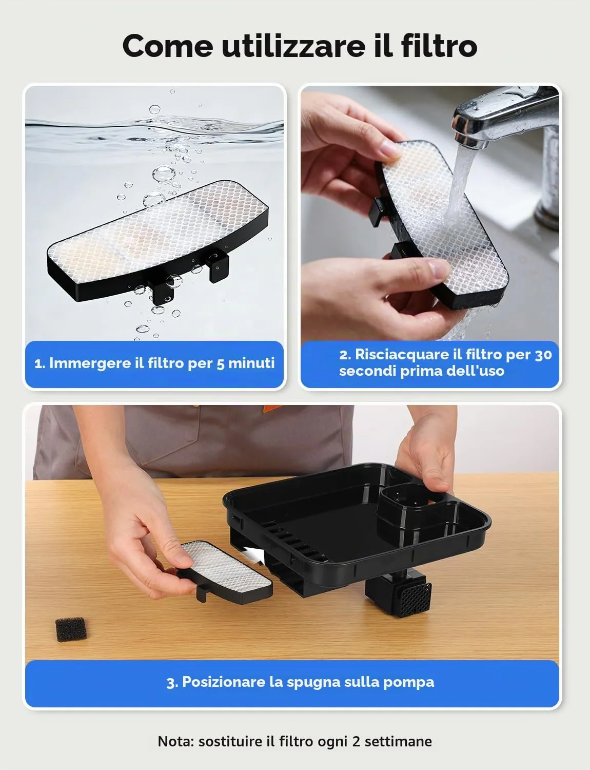 12 Pezzi di Filtri + 12 Pump Sponges Adatto per KYG Fontanella per Gatti Senza Fili - immagine 4