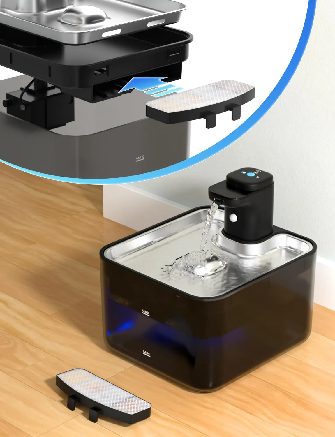 6 Pezzi di Filtri + 6 Pump Sponges Adatto per KYG Fontanella per Gatti Senza Fili - immagine 2