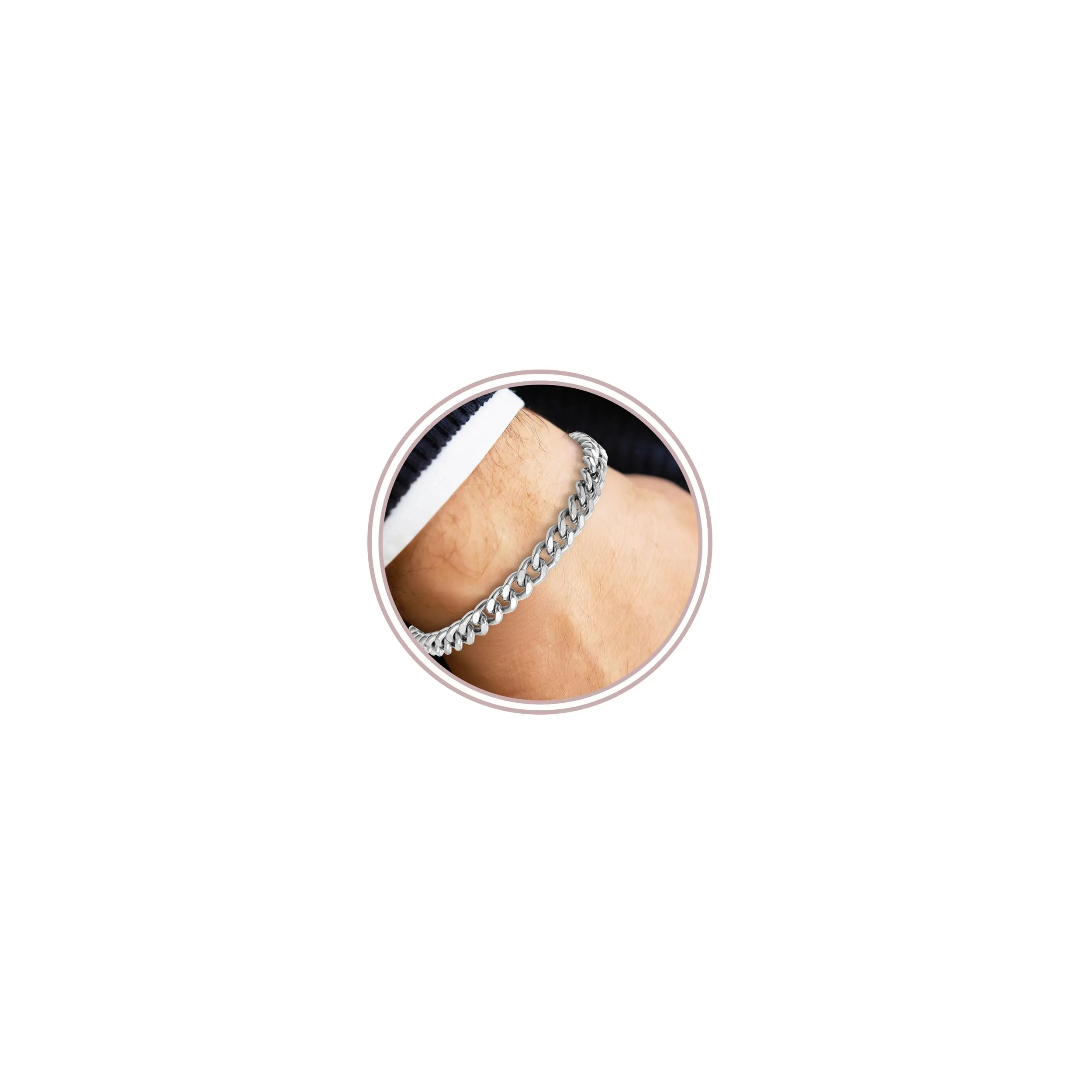Esmoly Bracciale Uomo 316L Acciaio Inossidabile Braccialetto Regalo Uomo Ragazzo (Argento-6mm, 21cm) - immagine 1