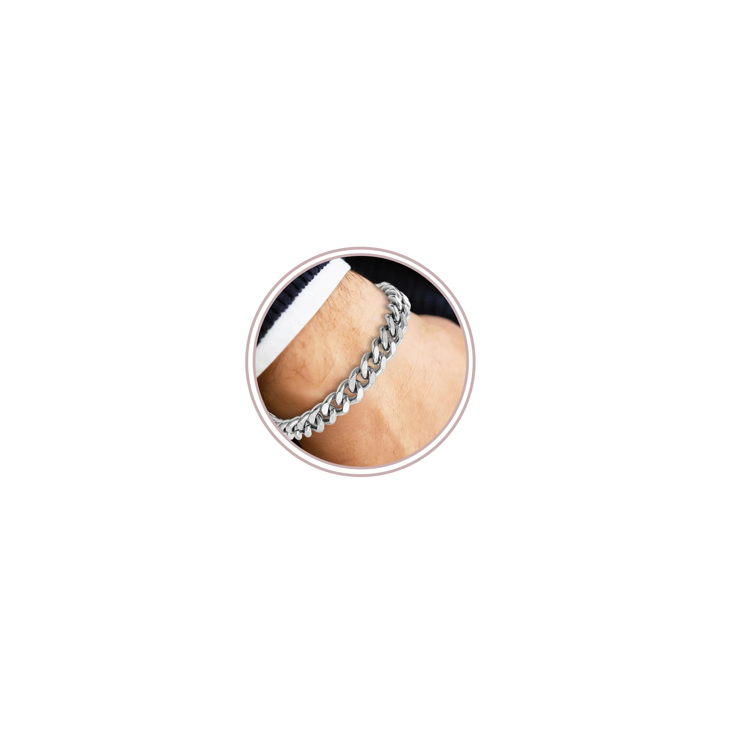 Esmoly Bracciale Uomo 316L Acciaio Inossidabile Braccialetto Regalo Uomo Ragazzo (Argento-9mm, 21cm) - immagine 1