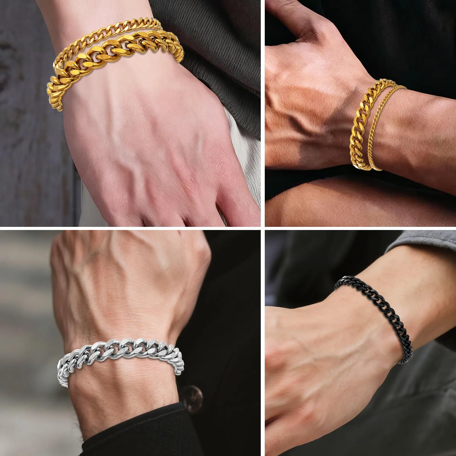 Esmoly Bracciale Uomo 316L Acciaio Inossidabile Braccialetto Regalo Uomo Ragazzo (Argento-6mm, 23cm) - immagine 2