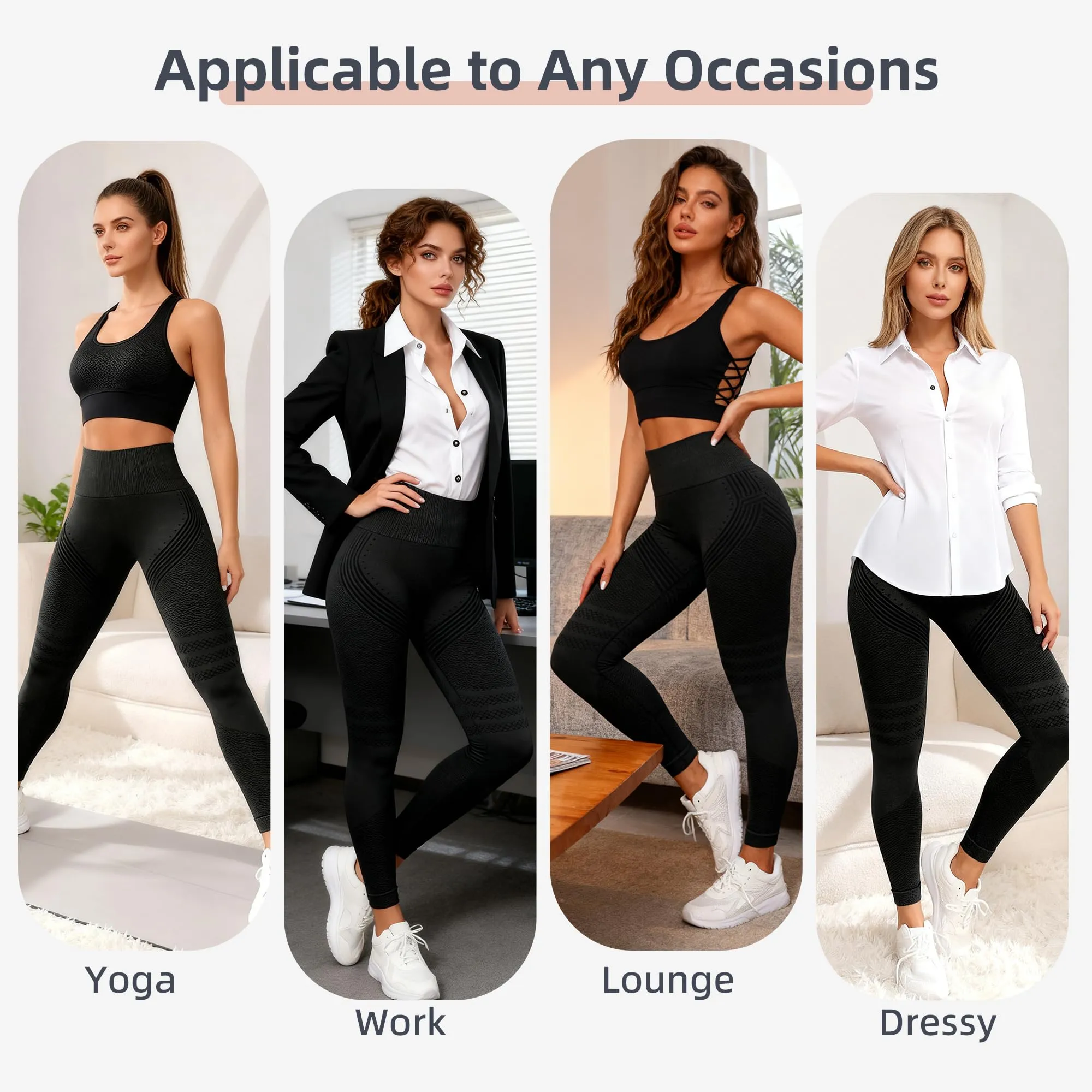 Dreaku Leggins Anticellulite Donna, Leggings Sportivi Lunghi Compressione Push Up Glutei, Vita Alta Opachi Yoga Pilates Fitness (IT, Testo, XL, Regular, Regular, Nero) - immagine 7