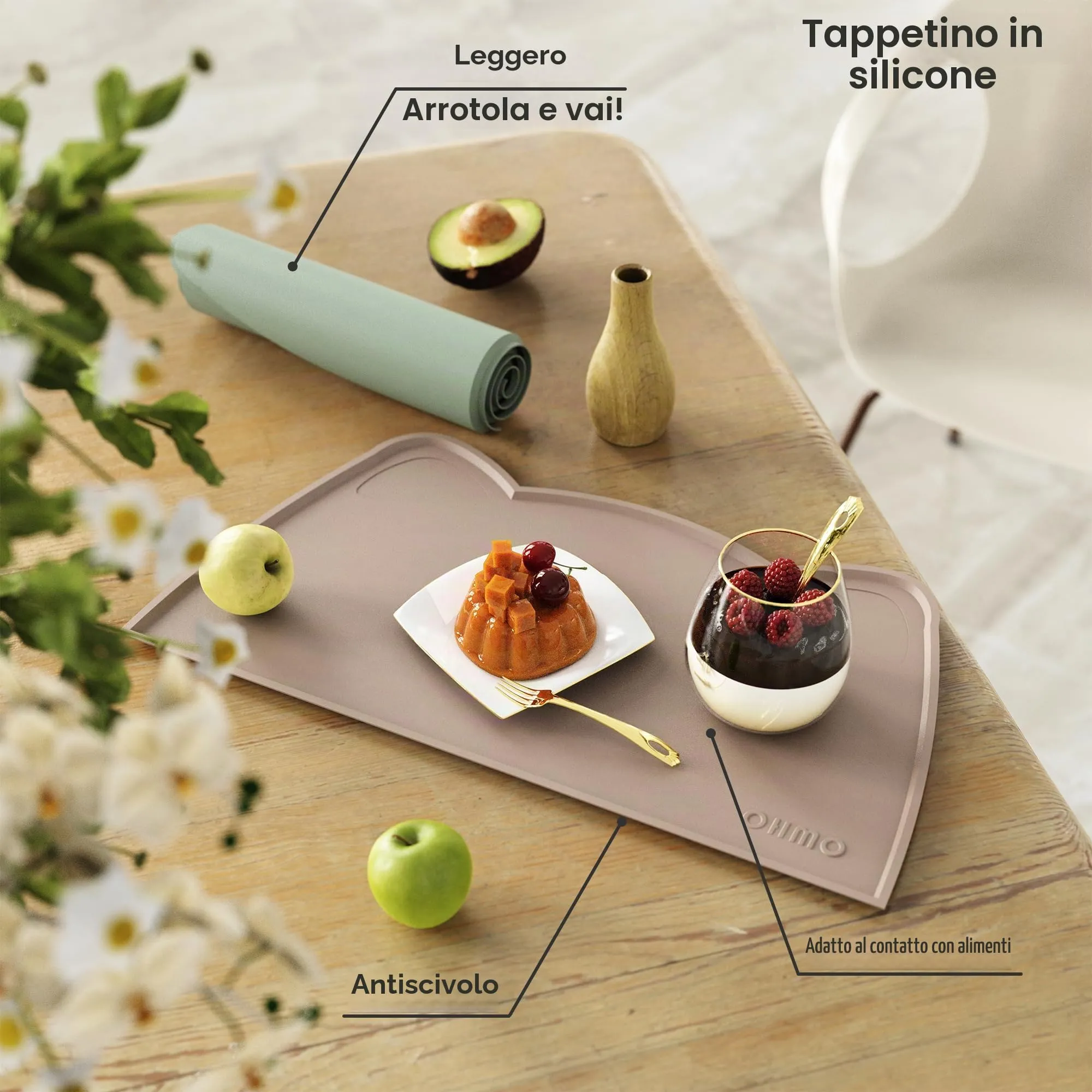 OHMO Piccole Tappetino Ciotola per Cani e Gatti in Silicone, Impermeabile Antiscivolo a Prova di Fuoriuscita per Cibo e Acqua, Facile da Pulire, 46x25 cm, Beige - immagine 5