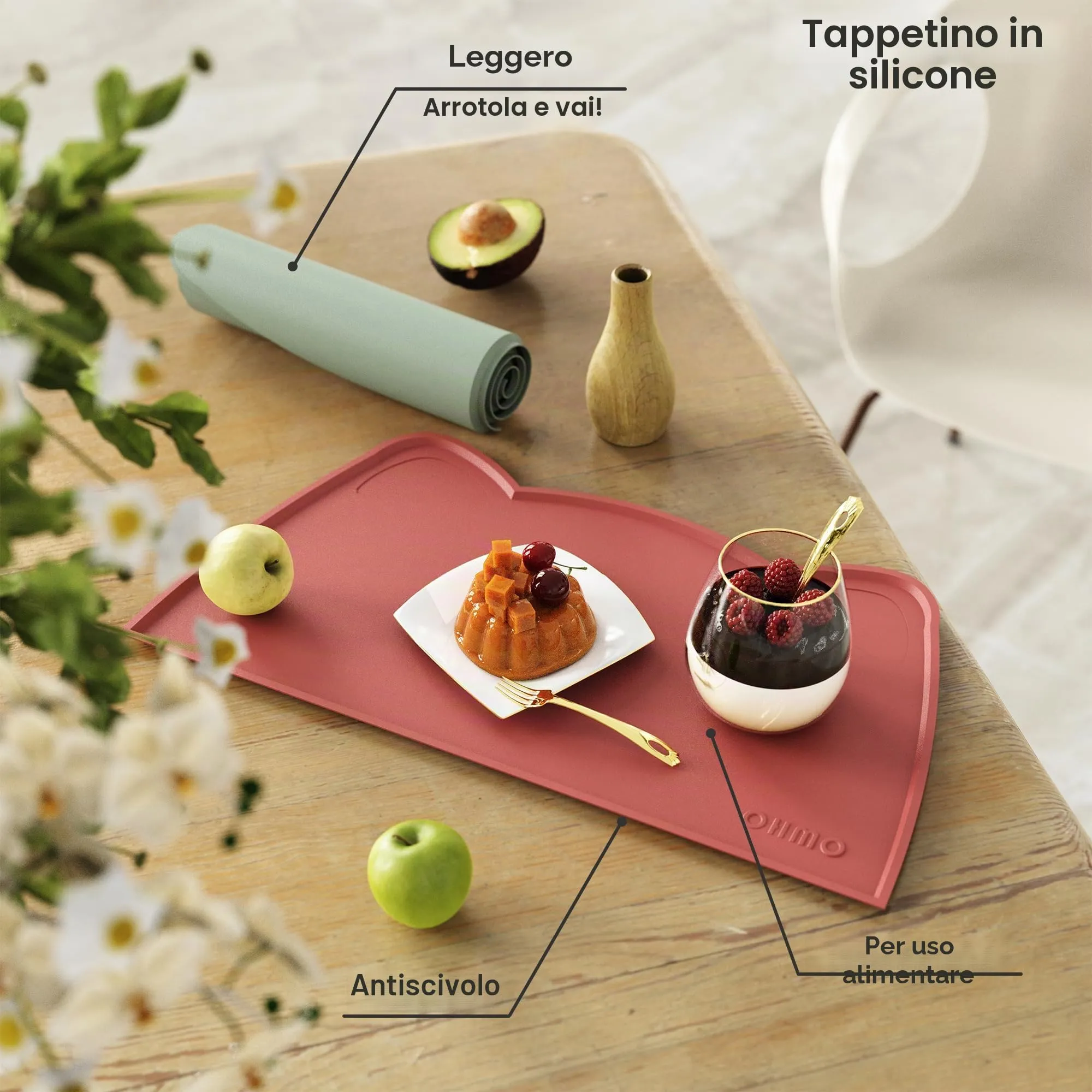 OHMO Piccole Tappetino Ciotola per Cani e Gatti in Silicone, Impermeabile Antiscivolo a Prova di Fuoriuscita per Cibo e Acqua, Facile da Pulire, 46x25 cm, Eritrinus - immagine 5