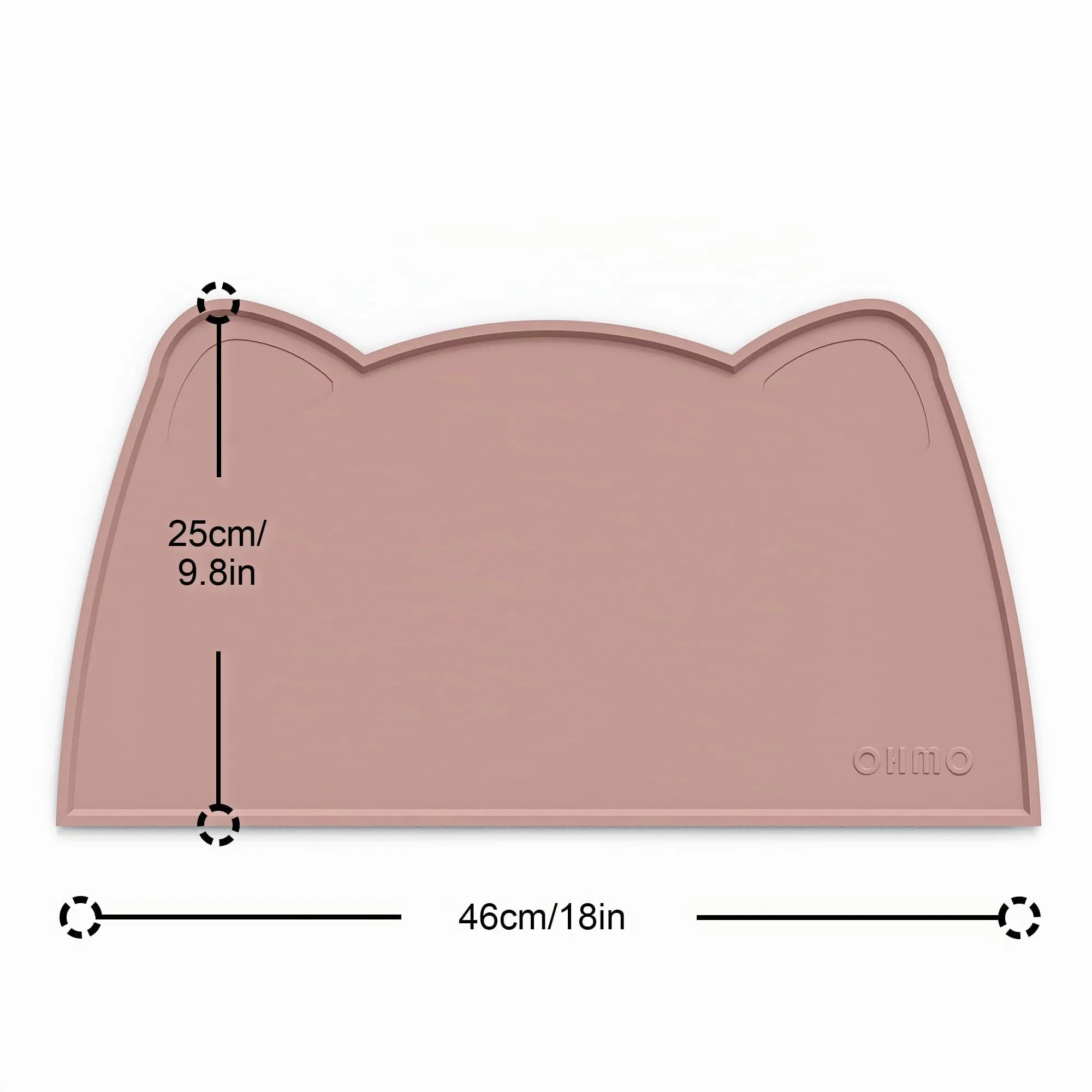 OHMO Piccole Tappetino Ciotola per Cani e Gatti in Silicone, Impermeabile Antiscivolo a Prova di Fuoriuscita per Cibo e Acqua, Facile da Pulire, 46x25cm, Rosa Corallo - immagine 2