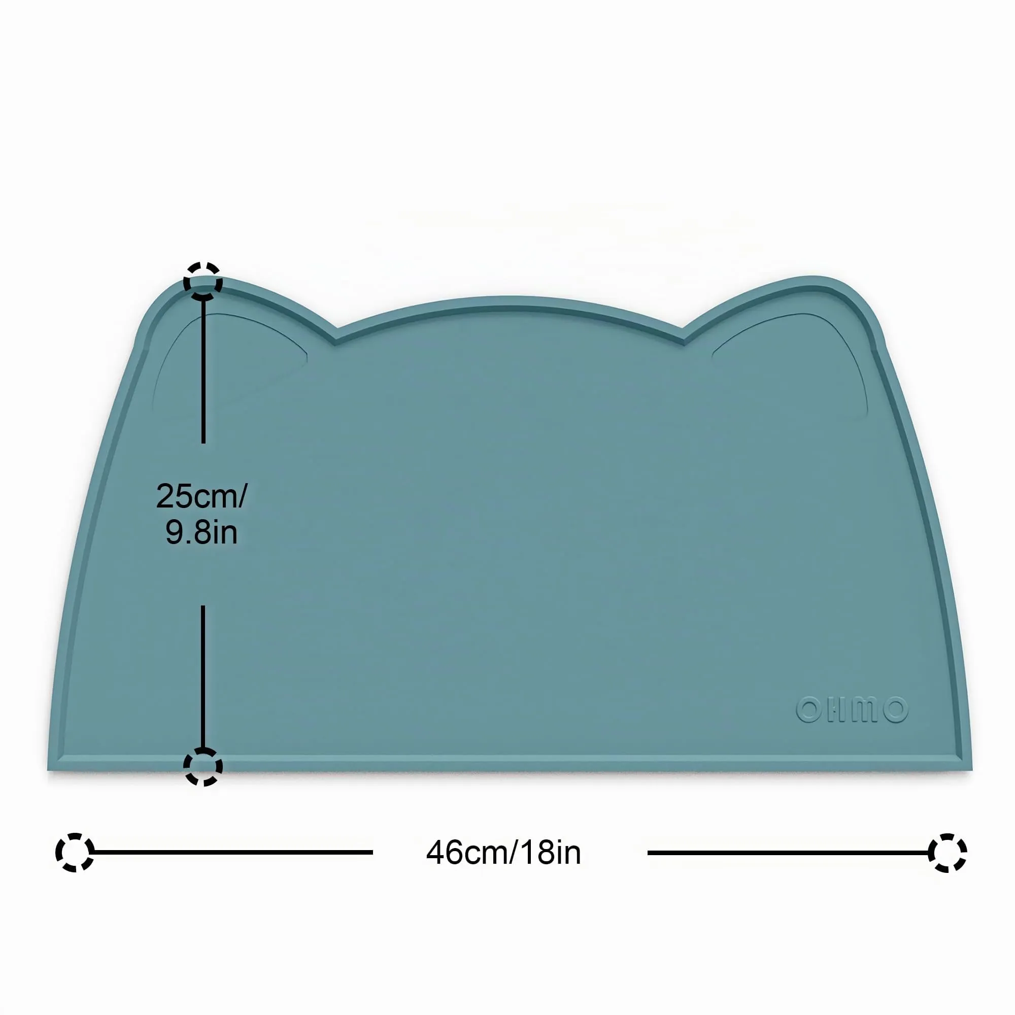 OHMO Piccole Tappetino Ciotola per Cani e Gatti in Silicone, Impermeabile Antiscivolo a Prova di Fuoriuscita per Cibo e Acqua, Facile da Pulire, 46x25 cm, Azzurro - immagine 2