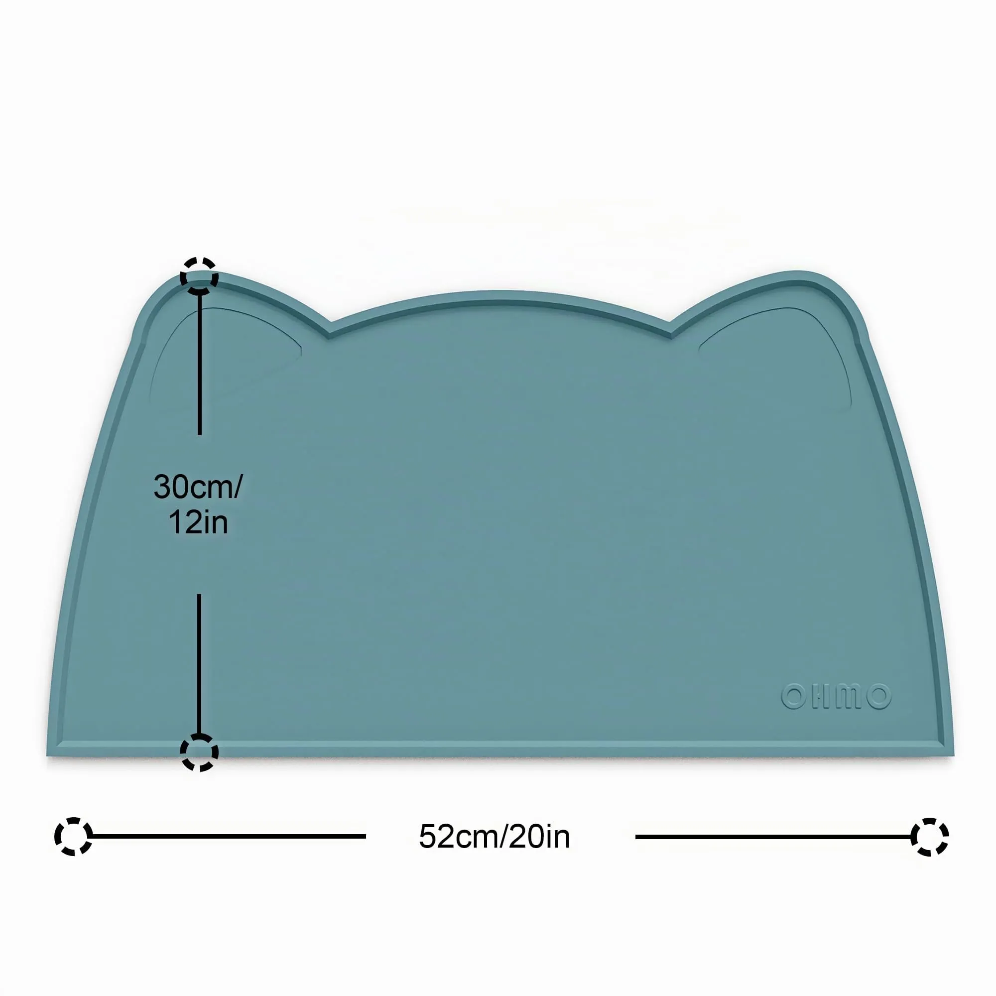 OHMO Tappetino Ciotola per Cani e Gatti in Silicone, Impermeabile Antiscivolo a Prova di Fuoriuscita per Cibo e Acqua, Facile da Pulire, 52x30cm, Azzurro - immagine 2