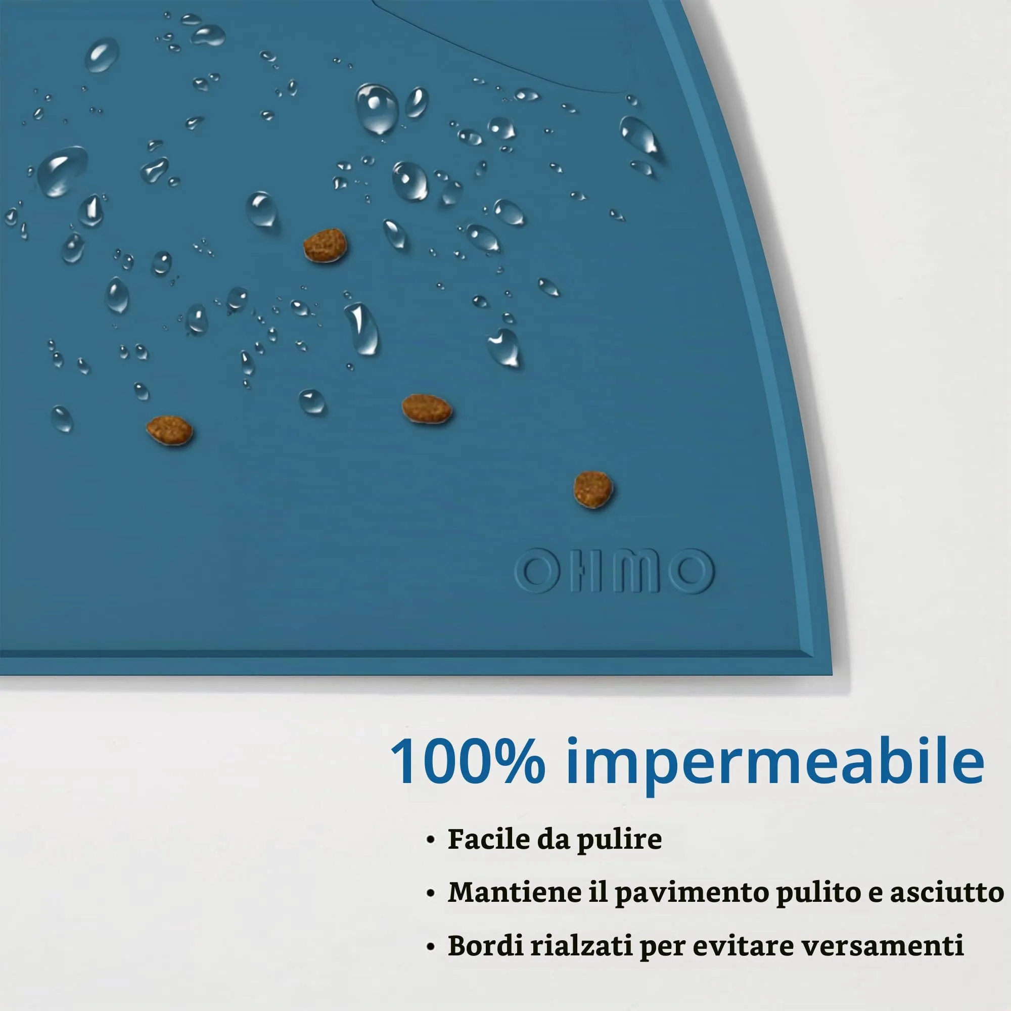 OHMO Tappetino Ciotola per Cani e Gatti in Silicone, Impermeabile Antiscivolo a Prova di Fuoriuscita per Cibo e Acqua, Facile da Pulire, 52x30cm, Verde Acqua - immagine 4