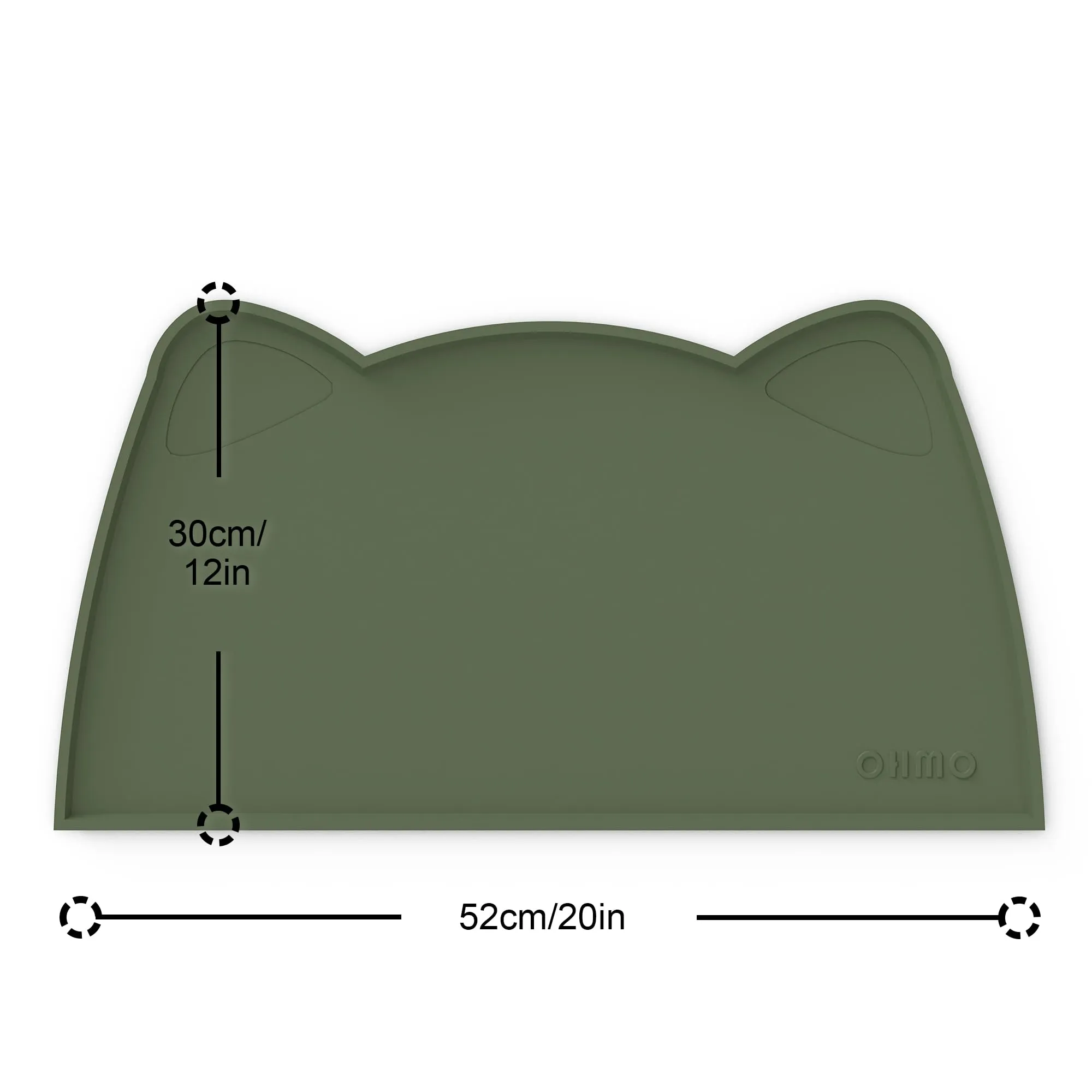 OHMO Tappetino Ciotola per Cani e Gatti in Silicone, Impermeabile Antiscivolo a Prova di Fuoriuscita per Cibo e Acqua, Facile da Pulire, 52x30cm, Verde - immagine 2