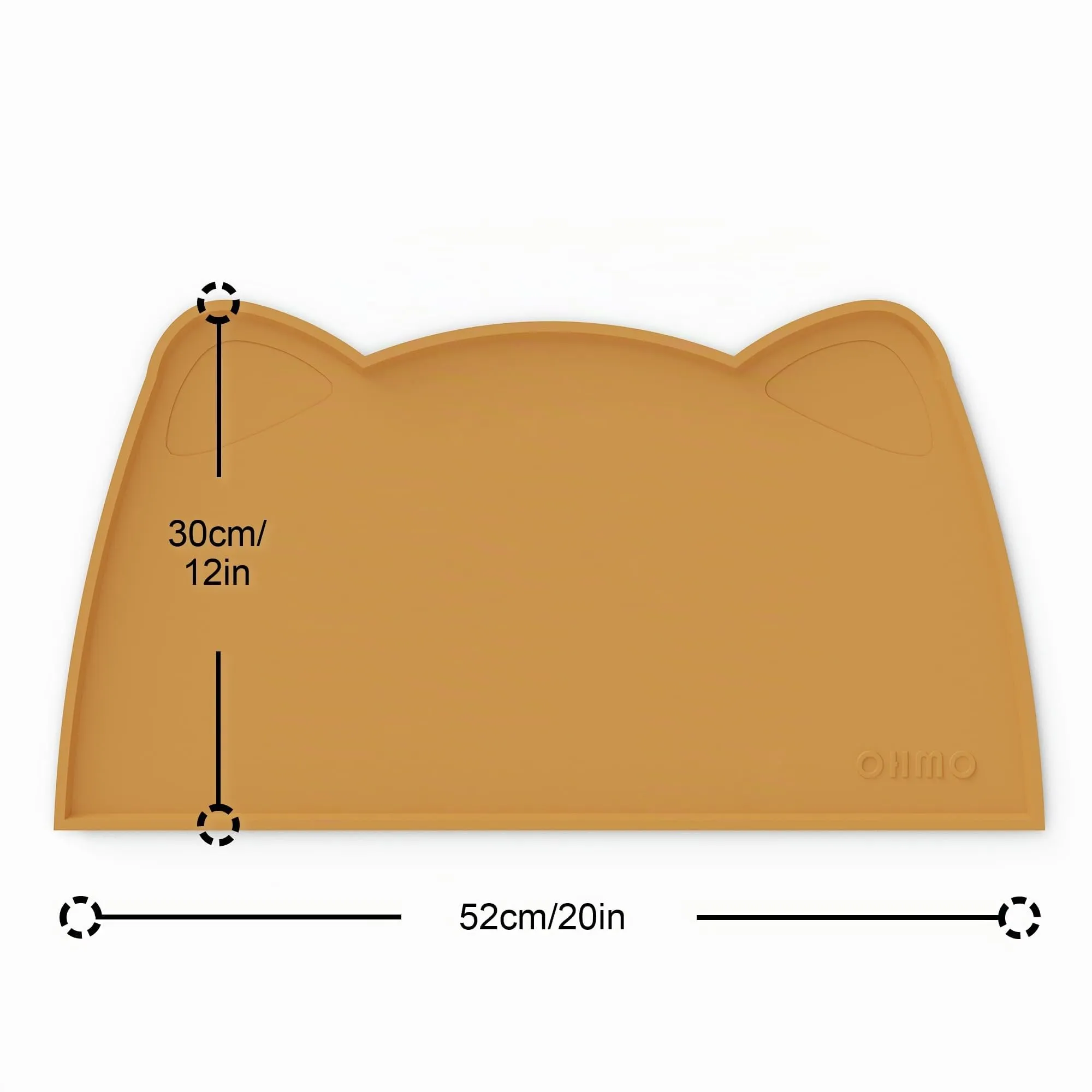 OHMO Tappetino Ciotola per Cani e Gatti in Silicone, Impermeabile Antiscivolo a Prova di Fuoriuscita per Cibo e Acqua, Facile da Pulire, 52x30cm, Miele - immagine 2