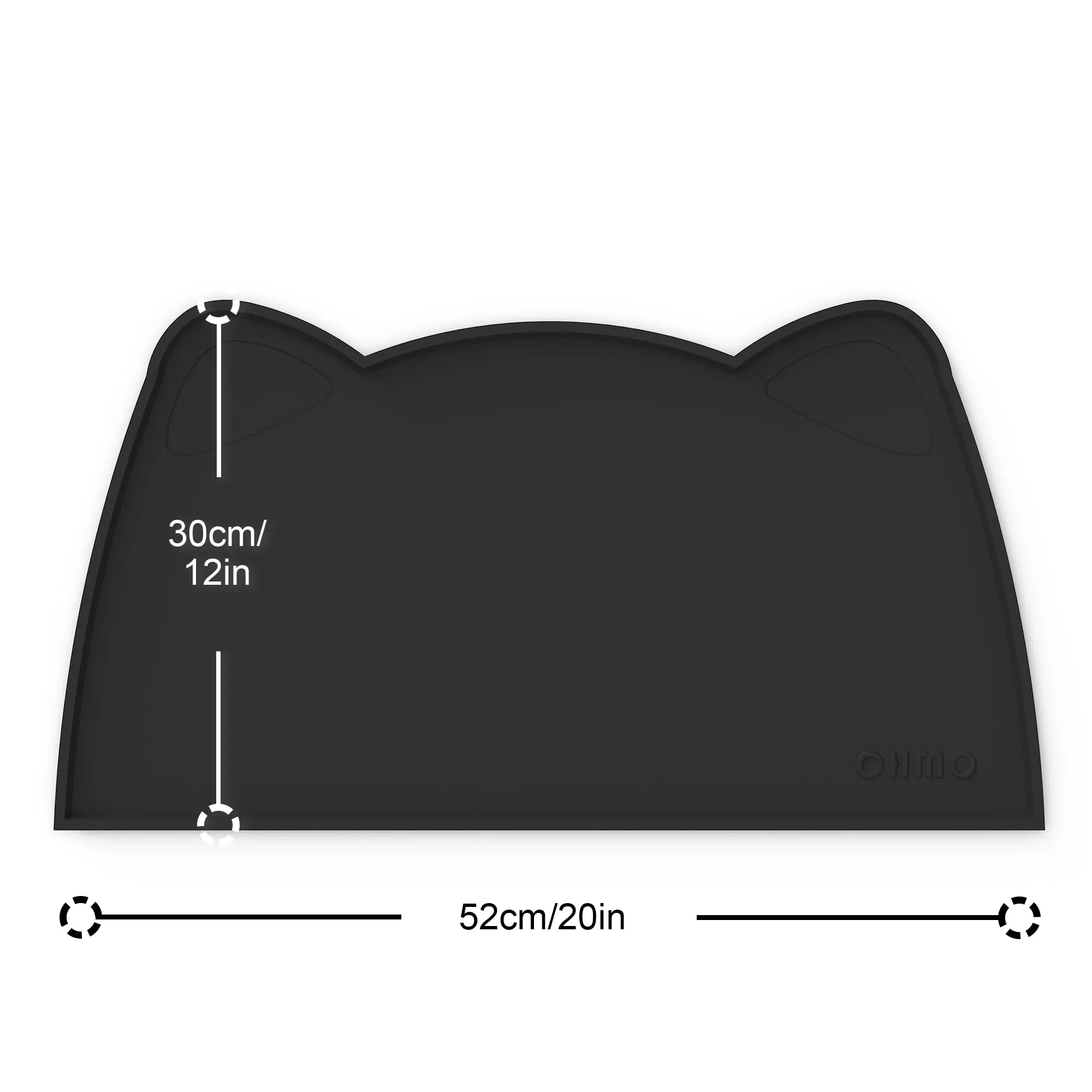 OHMO Tappetino Ciotola per Cani e Gatti in Silicone, Impermeabile Antiscivolo a Prova di Fuoriuscita per Cibo e Acqua, Facile da Pulire, 52x30cm, Nero - immagine 2