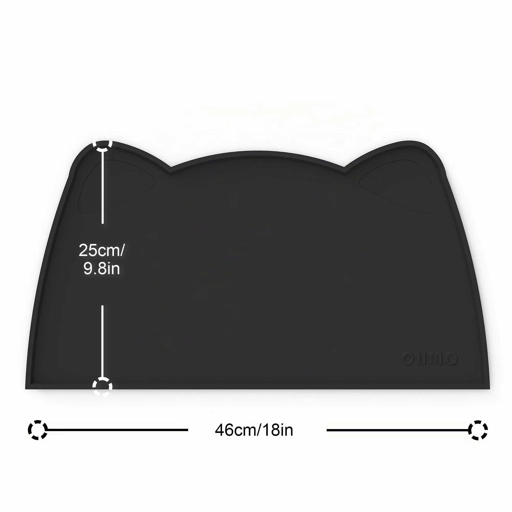 OHMO Piccole Tappetino Ciotola per Cani e Gatti in Silicone, Impermeabile Antiscivolo a Prova di Fuoriuscita per Cibo e Acqua, Facile da Pulire, 46x25cm, Nero - immagine 3