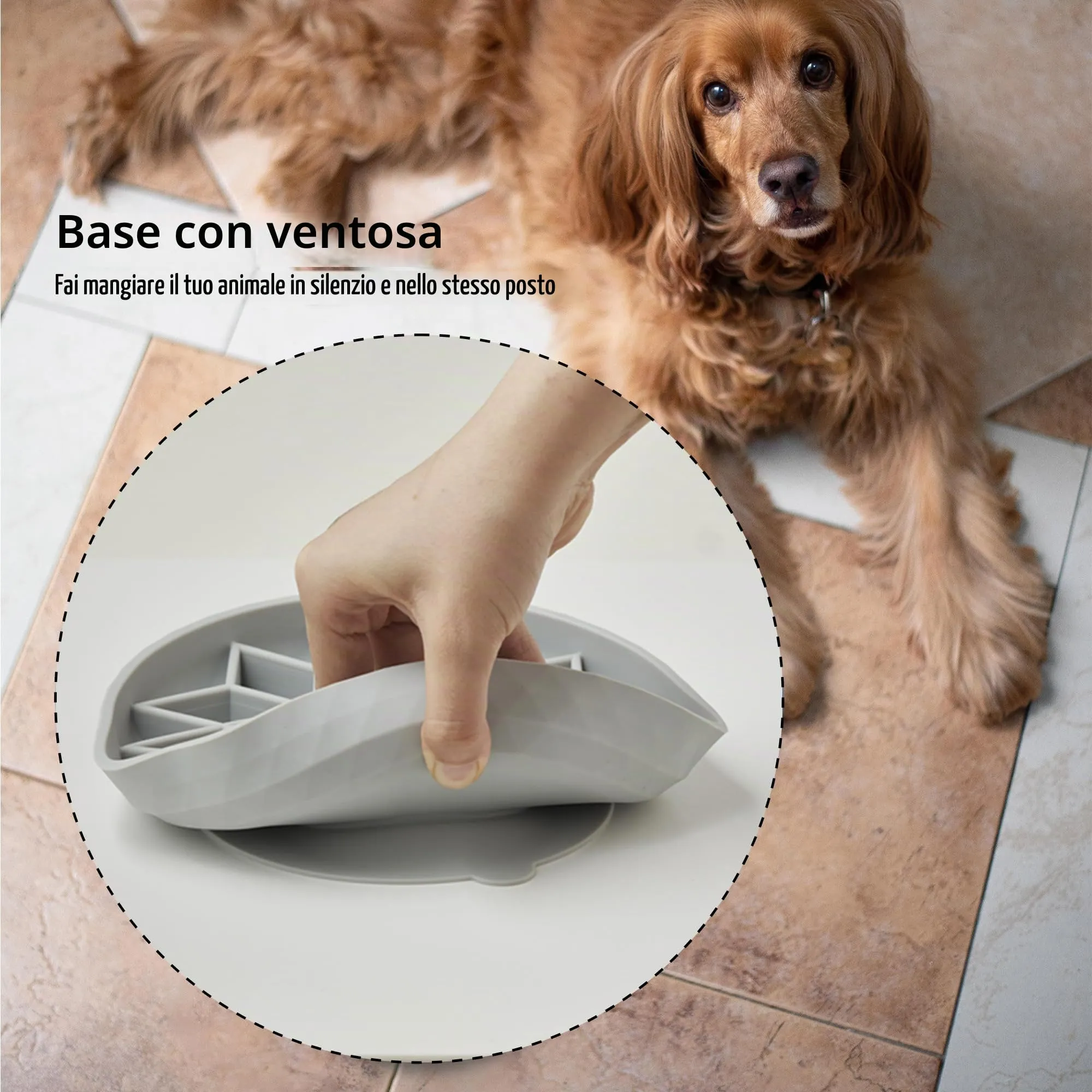 OHMO Ciotola Anti Ingozzamento per Gatti e Cani, Ciotola in Silicone con Ventosa Antiscivolo, Riduci la Velocità di Alimentazione e Previeni l'Ingozzamento - immagine 5