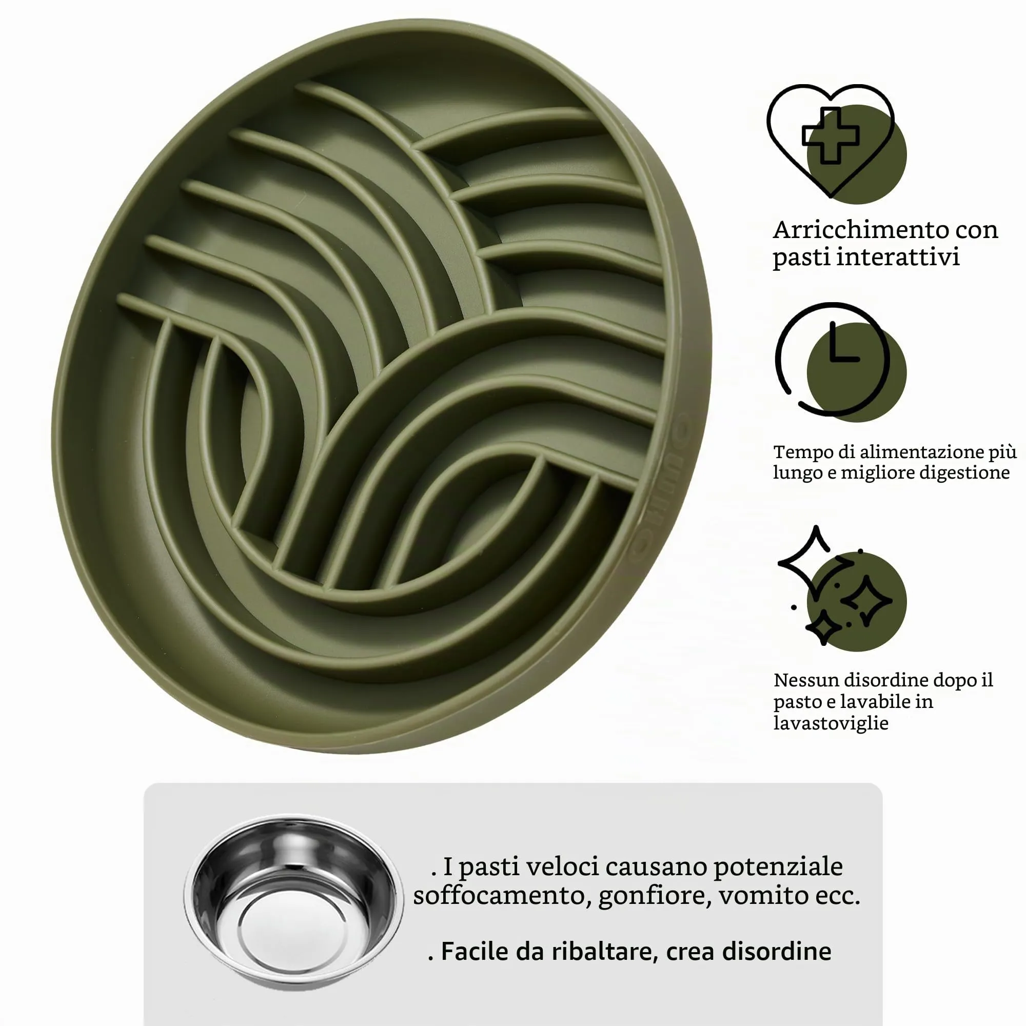 OHMO Ciotola Anti Ingozzamento(Albero della vita),alimentazione sana e antigonfiore,ciotole per cani per rallentare l'alimentazione del cucciolo di gatto,silicone ecologico antiscivolo - immagine 8