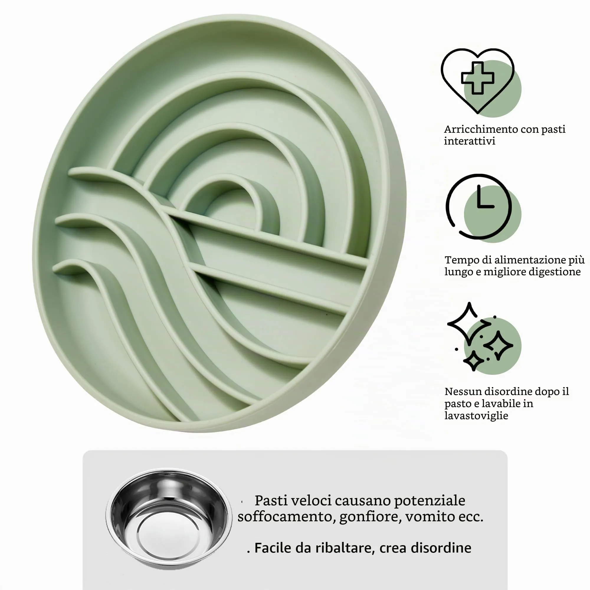 OHMO Ciotola Anti Ingozzamento(Sorgere del sole),alimentazione sana e antigonfiore,ciotole per cani per rallentare l'alimentazione del cucciolo di gatto,silicone ecologico antiscivolo - immagine 9