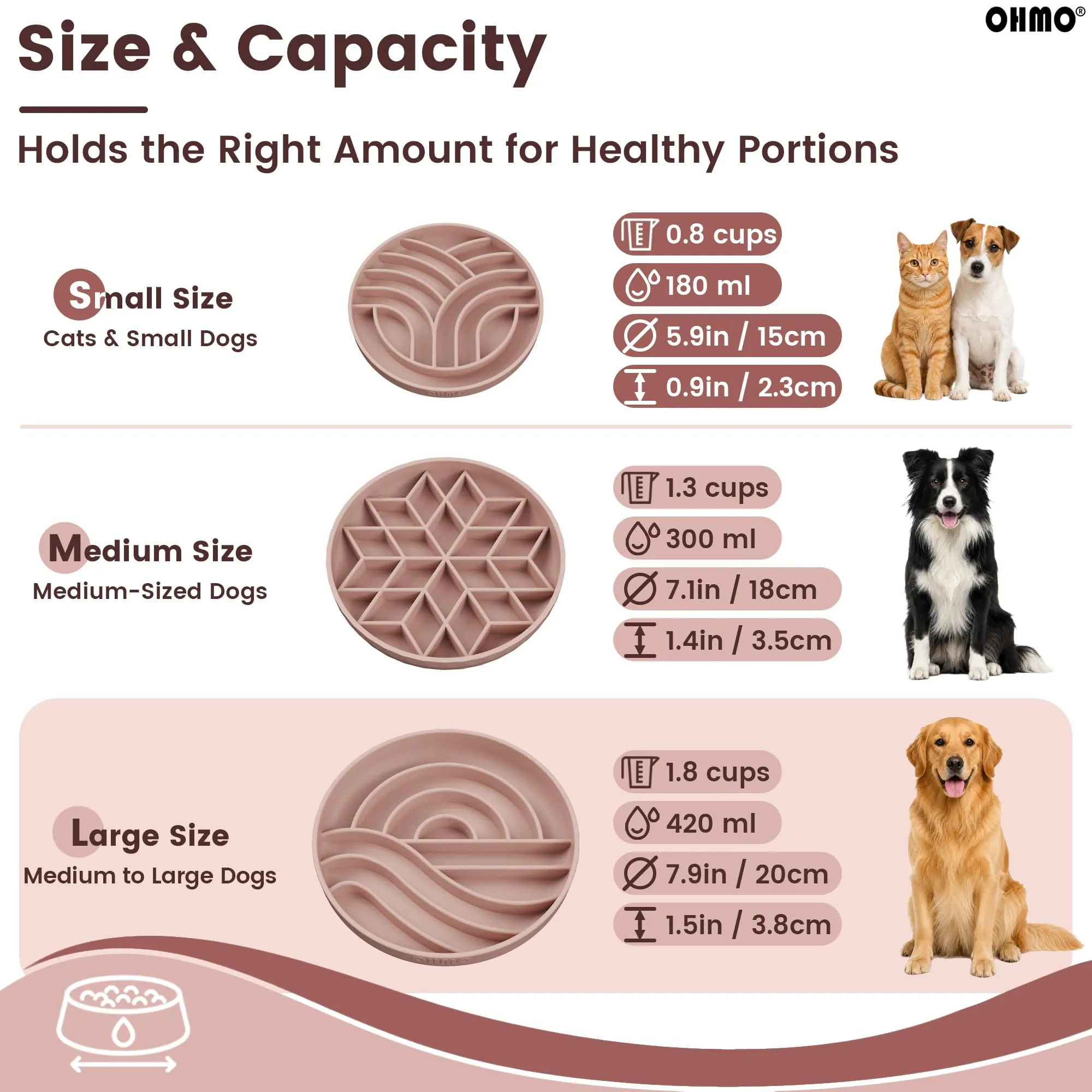 OHMO Ciotola Anti Ingozzamento(Sorgere del sole),alimentazione sana e antigonfiore,ciotole per cani per rallentare l'alimentazione del cucciolo di gatto,silicone ecologico antiscivolo - immagine 3