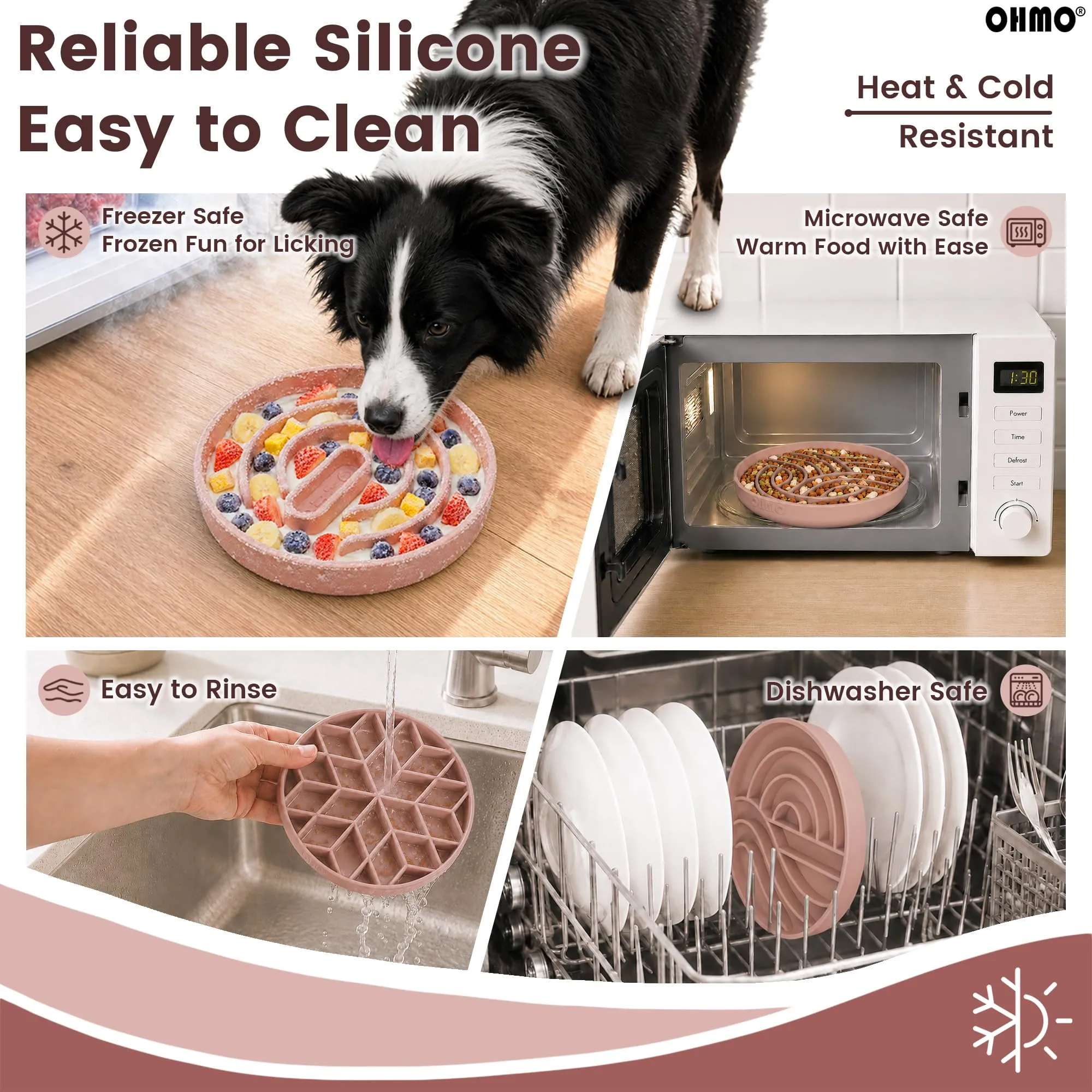 OHMO Ciotola Anti Ingozzamento(Sorgere del sole),alimentazione sana e antigonfiore,ciotole per cani per rallentare l'alimentazione del cucciolo di gatto,silicone ecologico antiscivolo - immagine 6