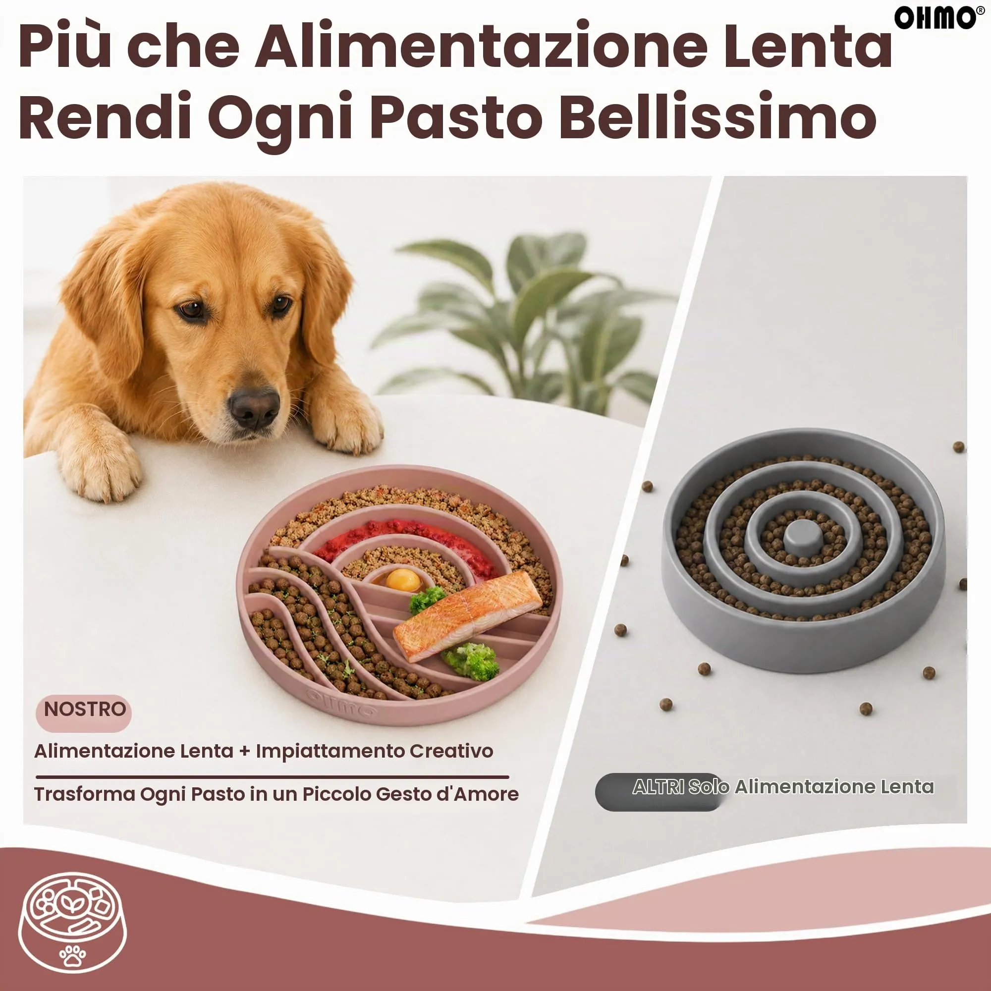OHMO Ciotola Anti Ingozzamento(Sorgere del sole),alimentazione sana e antigonfiore,ciotole per cani per rallentare l'alimentazione del cucciolo di gatto,silicone ecologico antiscivolo - immagine 7