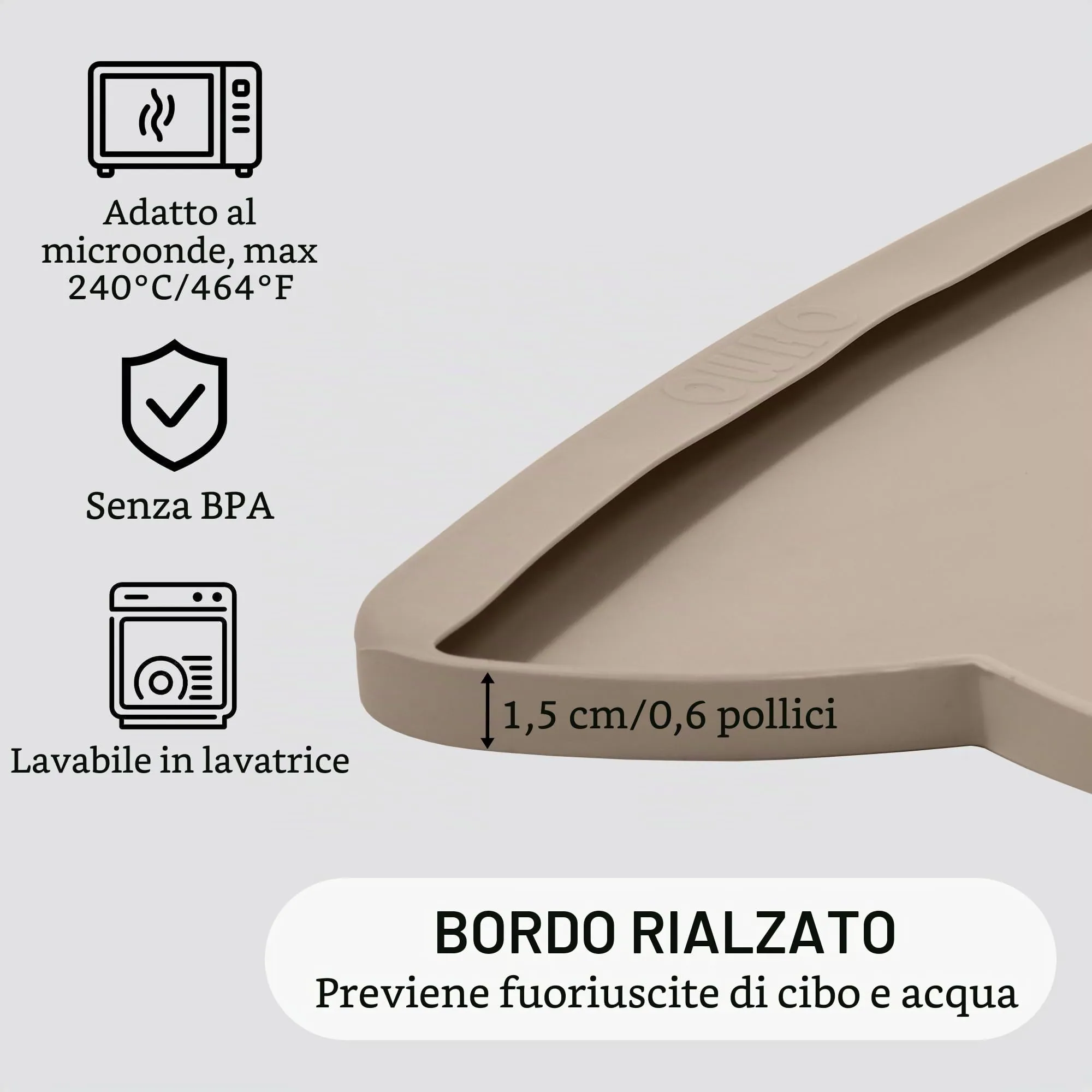OHMO Tappetino Ciotola per Cani e Gatti in Silicone con Tasca per Residui, Impermeabile Antiscivolo a Prova di Fuoriuscita per Cibo e Acqua, 60x38cm - immagine 4