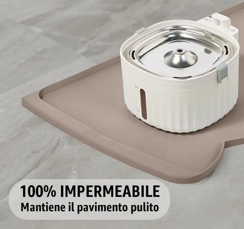 OHMO Tappetino Ciotola per Cani e Gatti in Silicone con Tasca per Residui, Impermeabile Antiscivolo a Prova di Fuoriuscita per Cibo e Acqua, 60x38cm - immagine 6