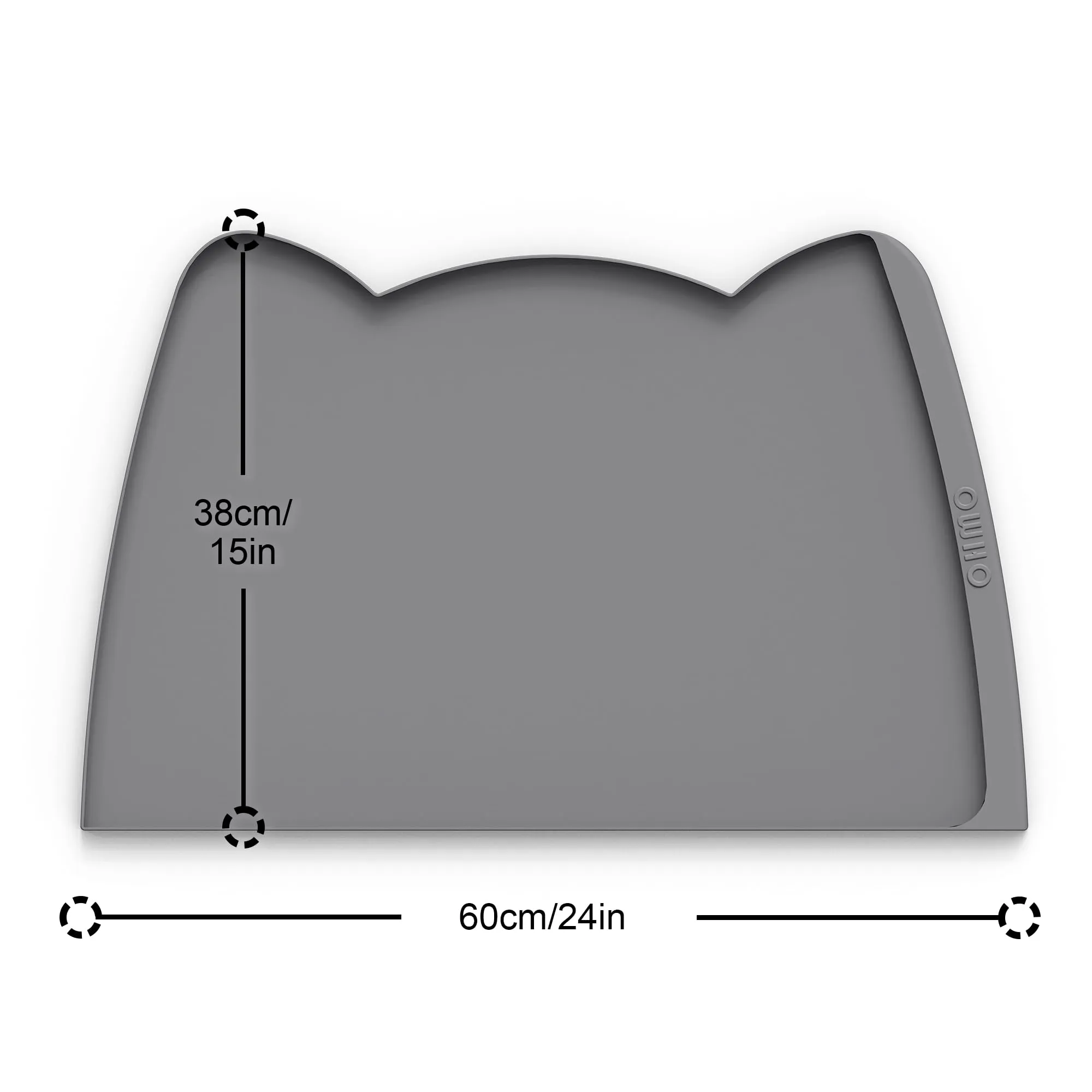 OHMO Tappetino Ciotola per Cani e Gatti in Silicone con Tasca per Residui, Impermeabile Antiscivolo a Prova di Fuoriuscita per Cibo e Acqua, 60x38cm - immagine 2