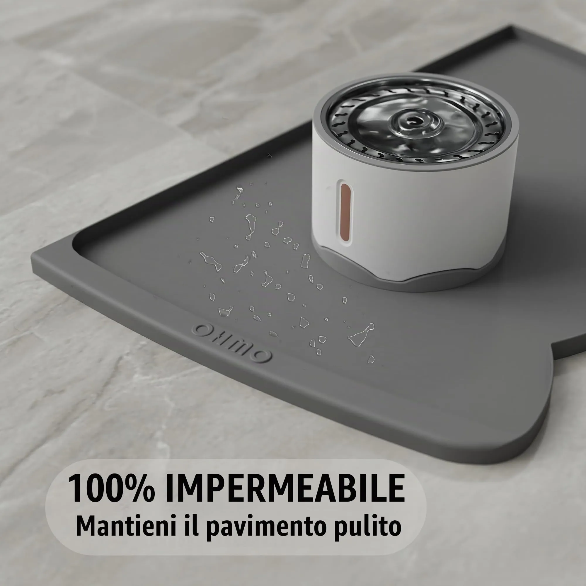 OHMO Tappetino Ciotola per Cani e Gatti in Silicone con Tasca per Residui, Impermeabile Antiscivolo a Prova di Fuoriuscita per Cibo e Acqua, 60x38cm - immagine 6