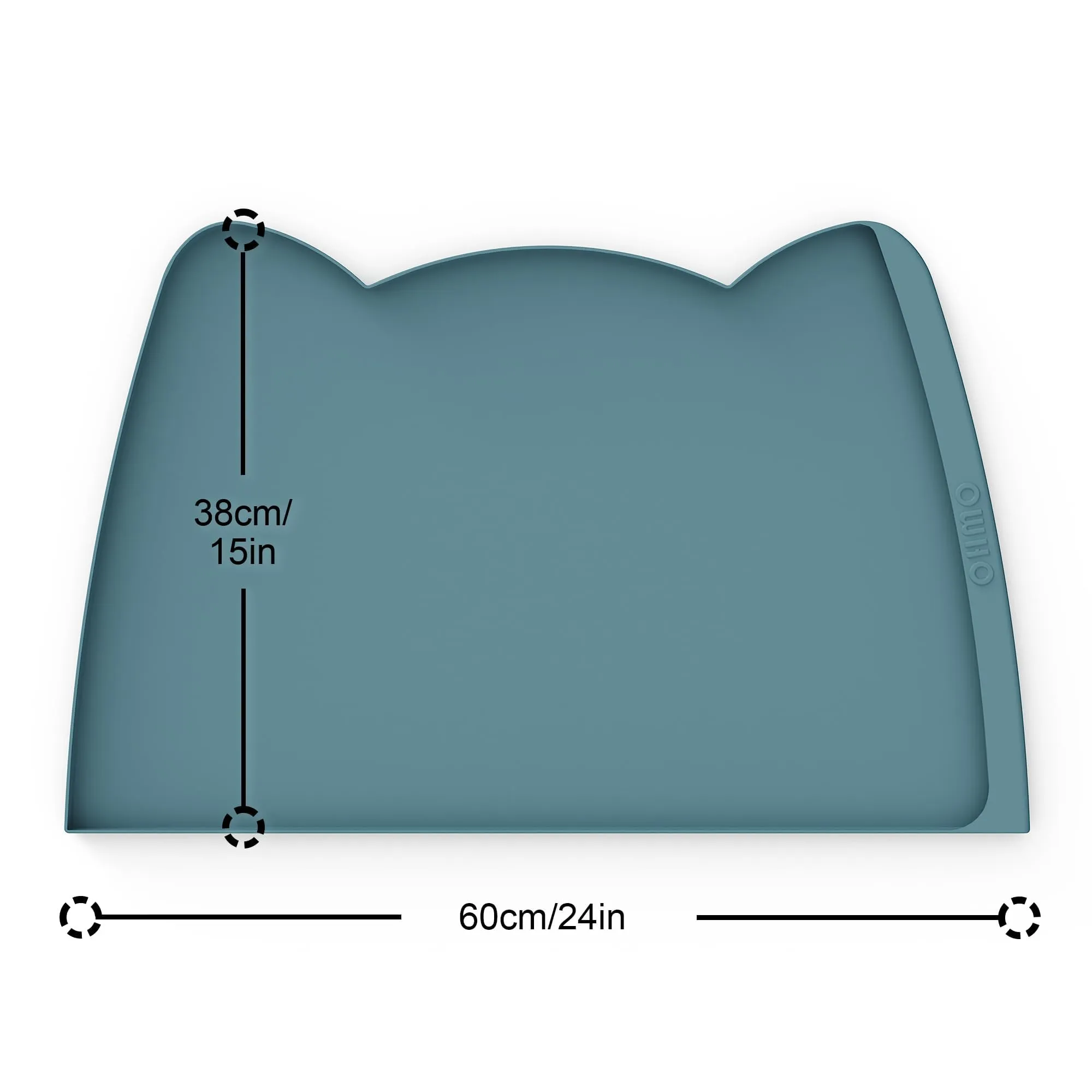 OHMO Tappetino per cibo per cani (azzurro, 61 x 38,1 cm) con tasca per raccolta dei residui, tappetino in silicone per animali domestici per pavimenti con bordi alti, anti fuoriuscite, impermeabile - immagine 2