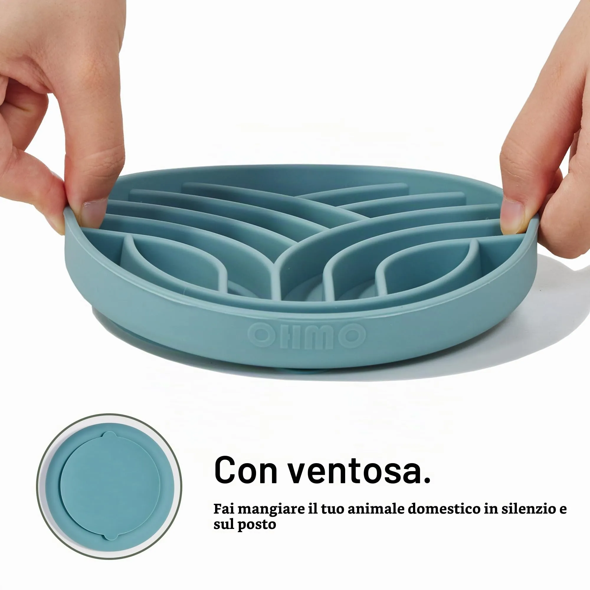 OHMO Ciotola Anti Ingozzamento (Piccolo Albero della Vita), Ciotola per Cani e Gatti che Mangia Lentamente, Silicone Ventosa Antiscivolo, Azzurro - immagine 5
