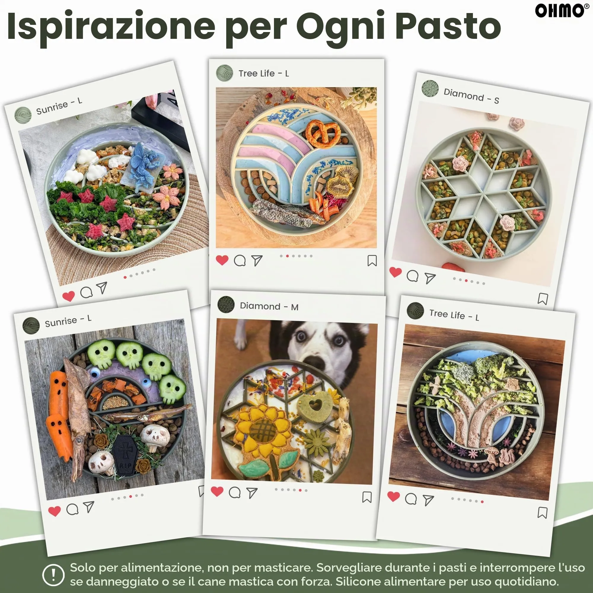 OHMO Ciotola Anti Ingozzamento (Piccola forma a Diamante), Ciotola per Cani e Gatti che Mangia Lentamente, Silicone Ventosa Antiscivolo - immagine 8