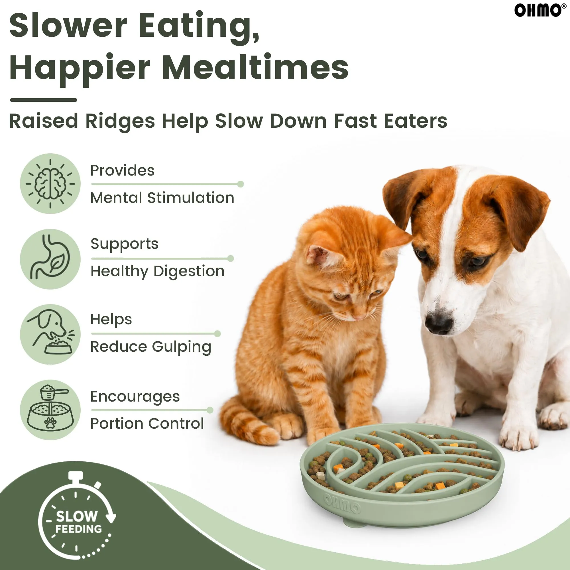 OHMO Ciotola Anti Ingozzamento (Piccolo Albero della Vita), Ciotola per Cani e Gatti che Mangia Lentamente, Silicone Ventosa Antiscivolo - immagine 3