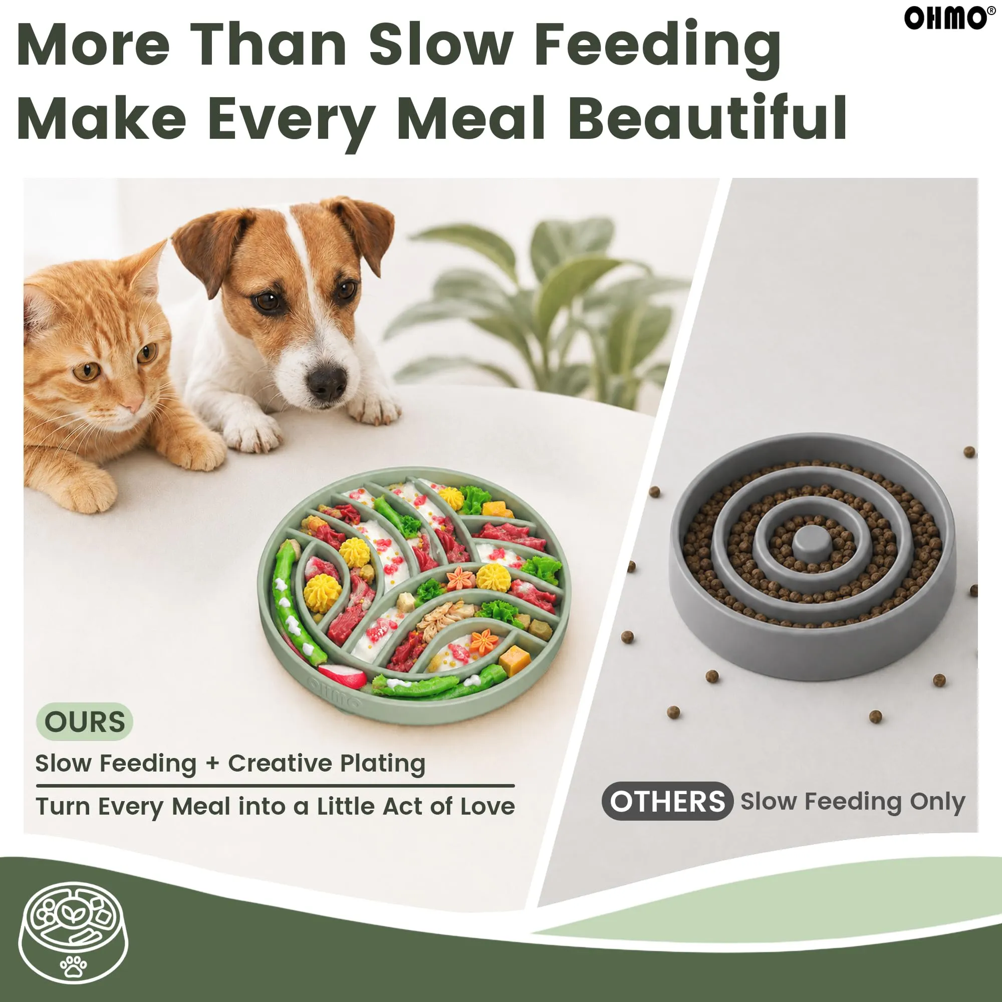OHMO Ciotola Anti Ingozzamento (Piccolo Albero della Vita), Ciotola per Cani e Gatti che Mangia Lentamente, Silicone Ventosa Antiscivolo - immagine 8