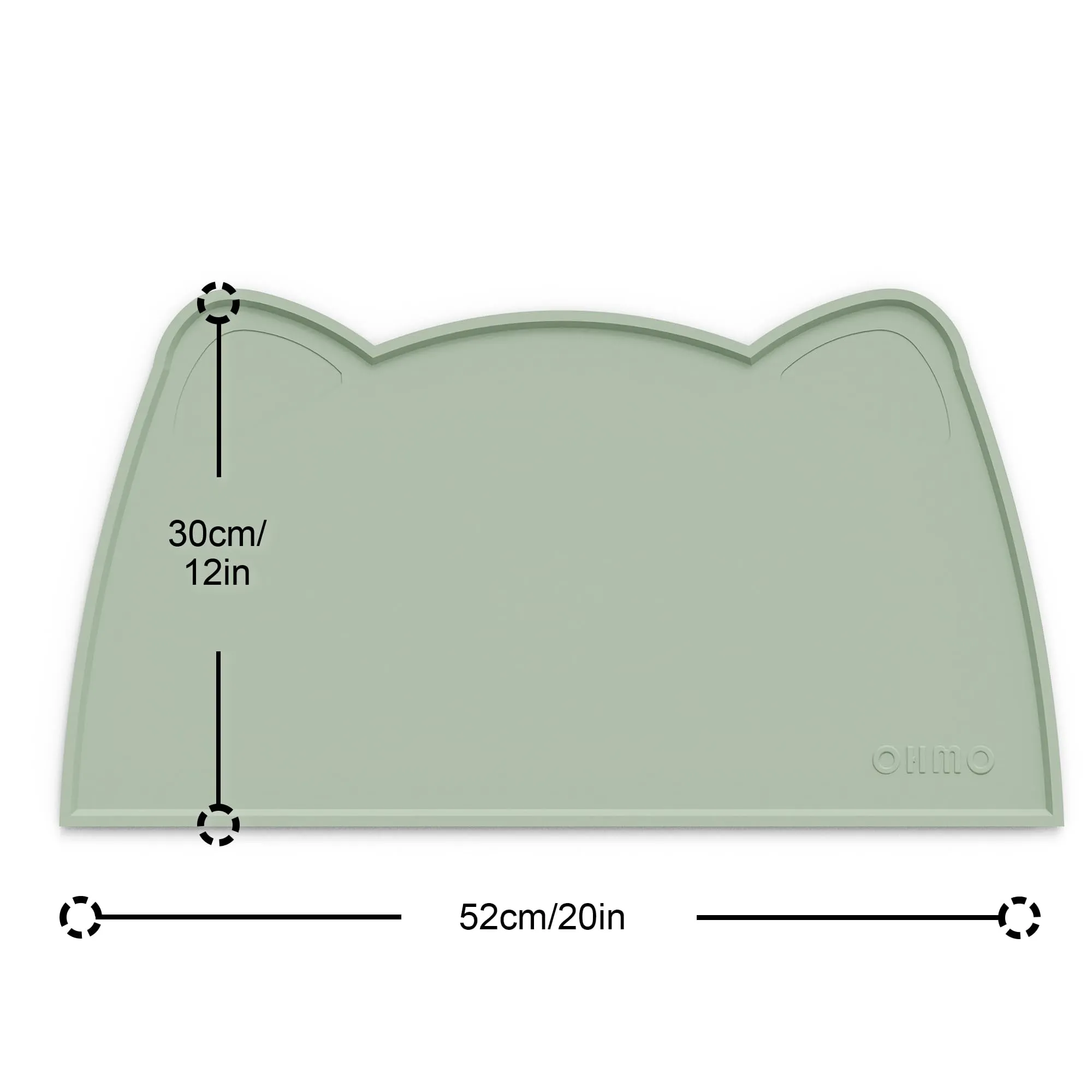 OHMO Tappetino Ciotola per Cani e Gatti in Silicone, Impermeabile Antiscivolo a Prova di Fuoriuscita per Cibo e Acqua, Facile da Pulire, 52x30cm, Saga Verde - immagine 2