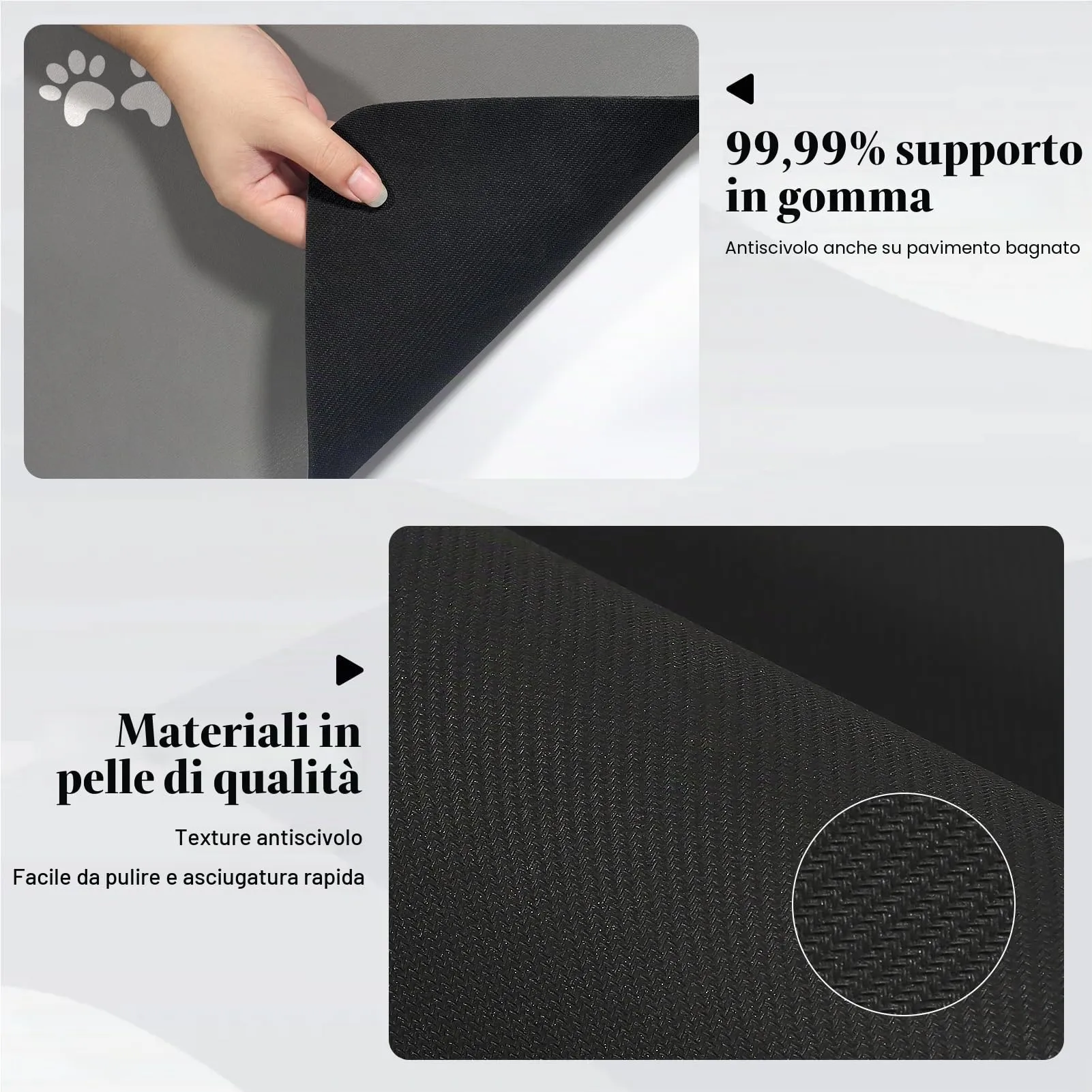 Tappetini di Alimentazione per Animali Domestici,Tappetino per Cibo per Gatti Cani,Asciugatura Rapida Antiscivolo Tappetino Sotto Ciotola Cani Assorbente (Grigio, 60x90cm) - immagine 3