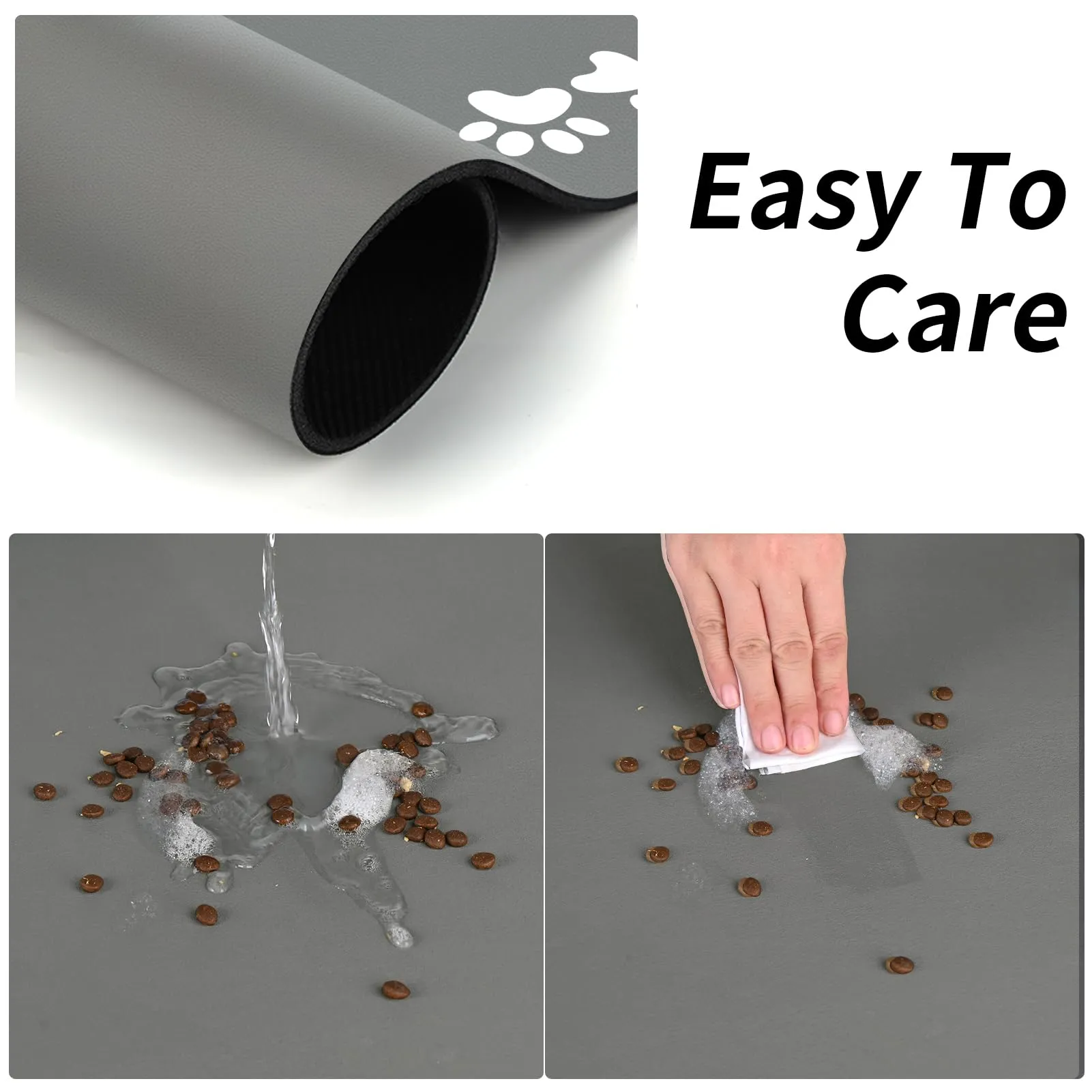 Tappetini di Alimentazione per Animali Domestici,Tappetino per Cibo per Gatti Cani,Asciugatura Rapida Antiscivolo Tappetino Sotto Ciotola Cani Assorbente (Grigio, 40x60cm) - immagine 5