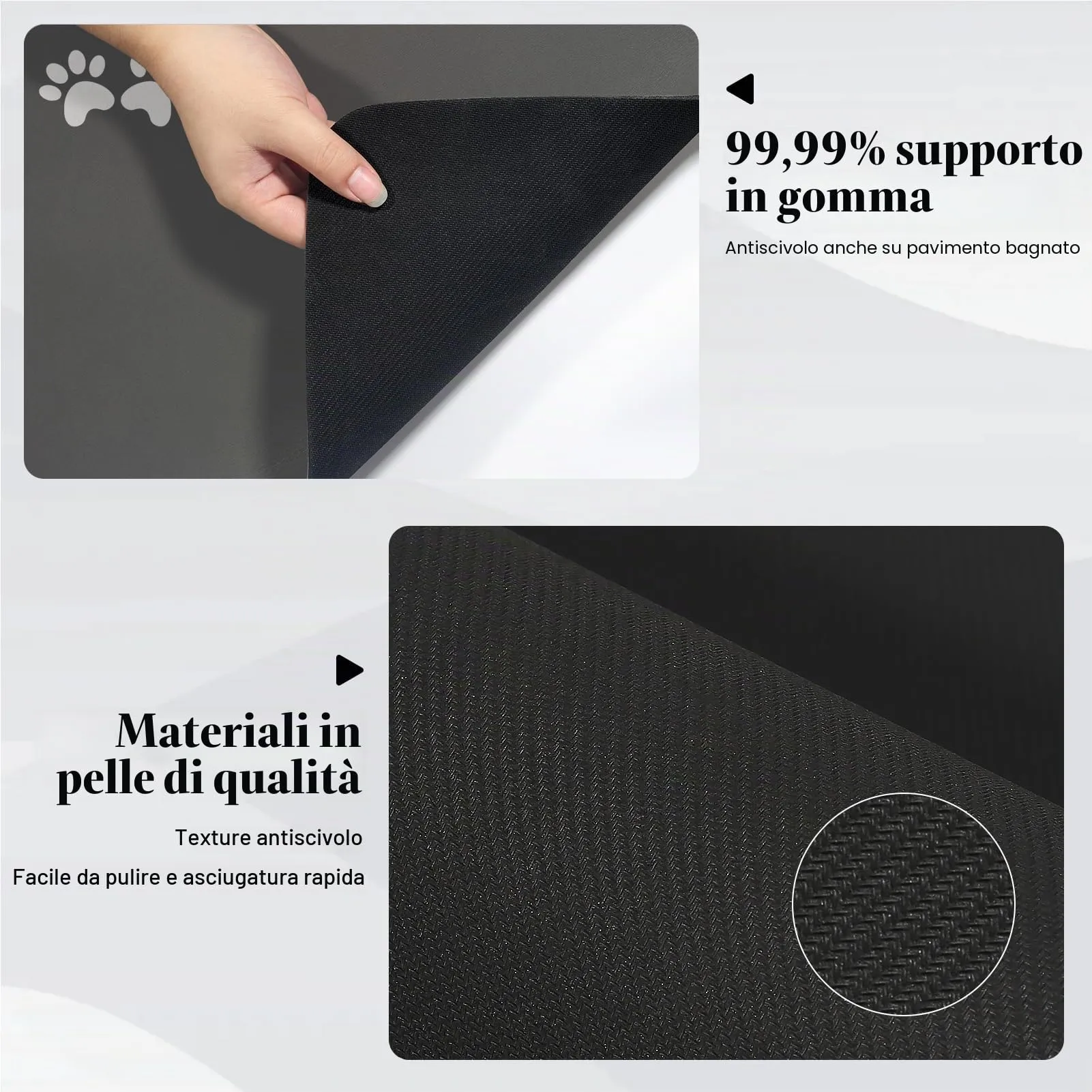 Tappetini di Alimentazione per Animali Domestici,Tappetino per Cibo per Gatti Cani,Asciugatura Rapida Antiscivolo Tappetino Sotto Ciotola Cani Assorbente (Grigio Scuro, 60x90cm) - immagine 3