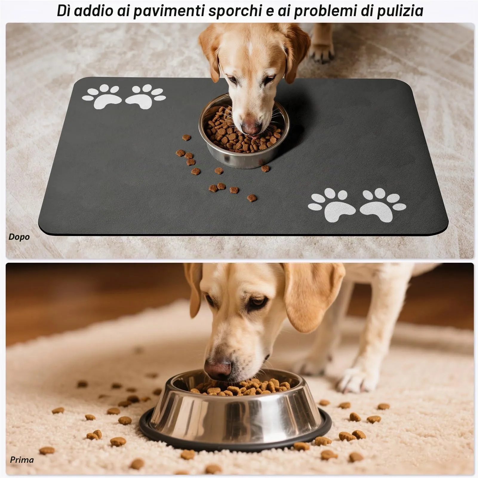 Tappetini di Alimentazione per Animali Domestici,Tappetino per Cibo per Gatti Cani,Asciugatura Rapida Antiscivolo Tappetino Sotto Ciotola Cani Assorbente (Grigio Scuro, 60x150cm) - immagine 4