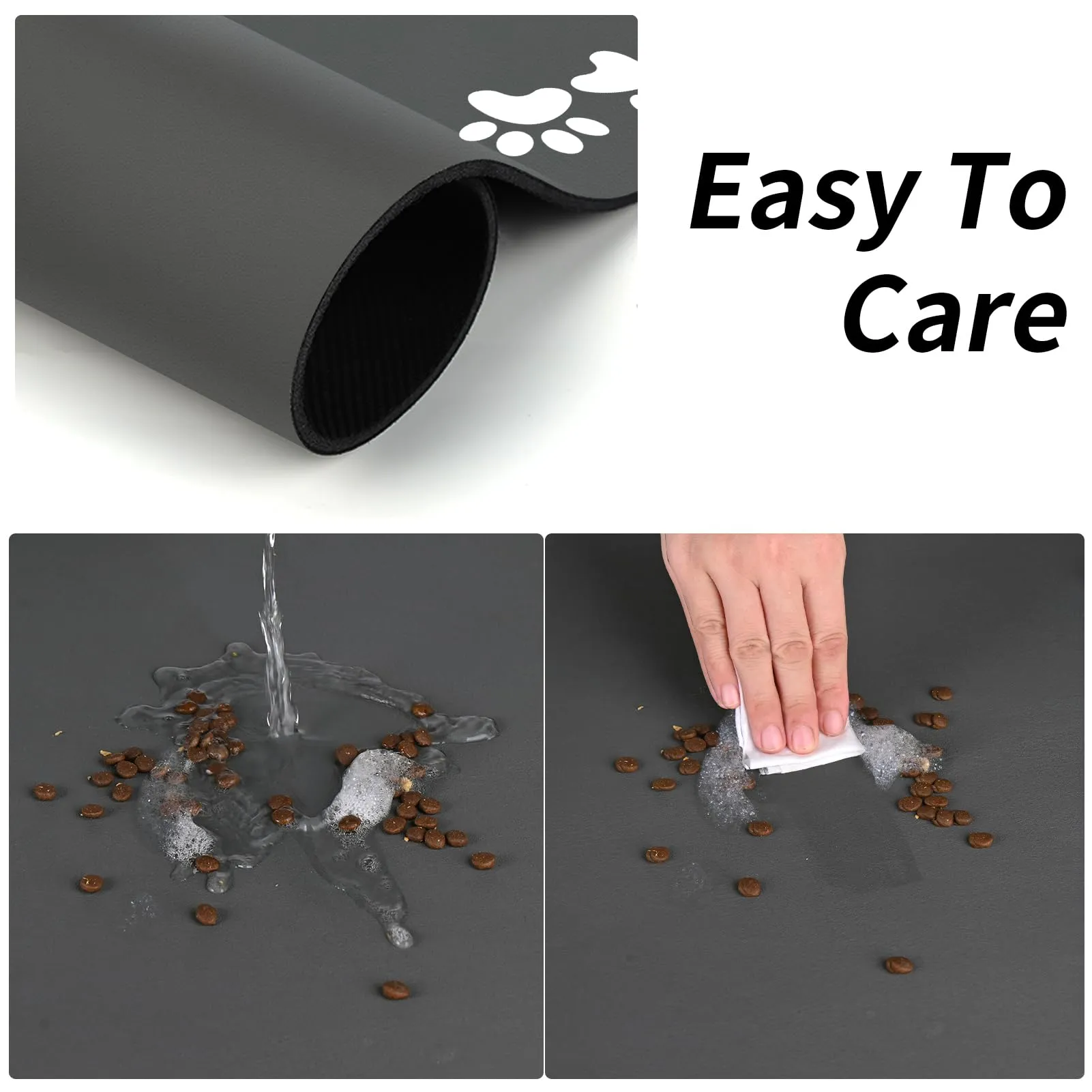 Tappetini di Alimentazione per Animali Domestici,Tappetino per Cibo per Gatti Cani,Asciugatura Rapida Antiscivolo Tappetino Sotto Ciotola Cani Assorbente (Grigio Scuro, 43x80cm) - immagine 5