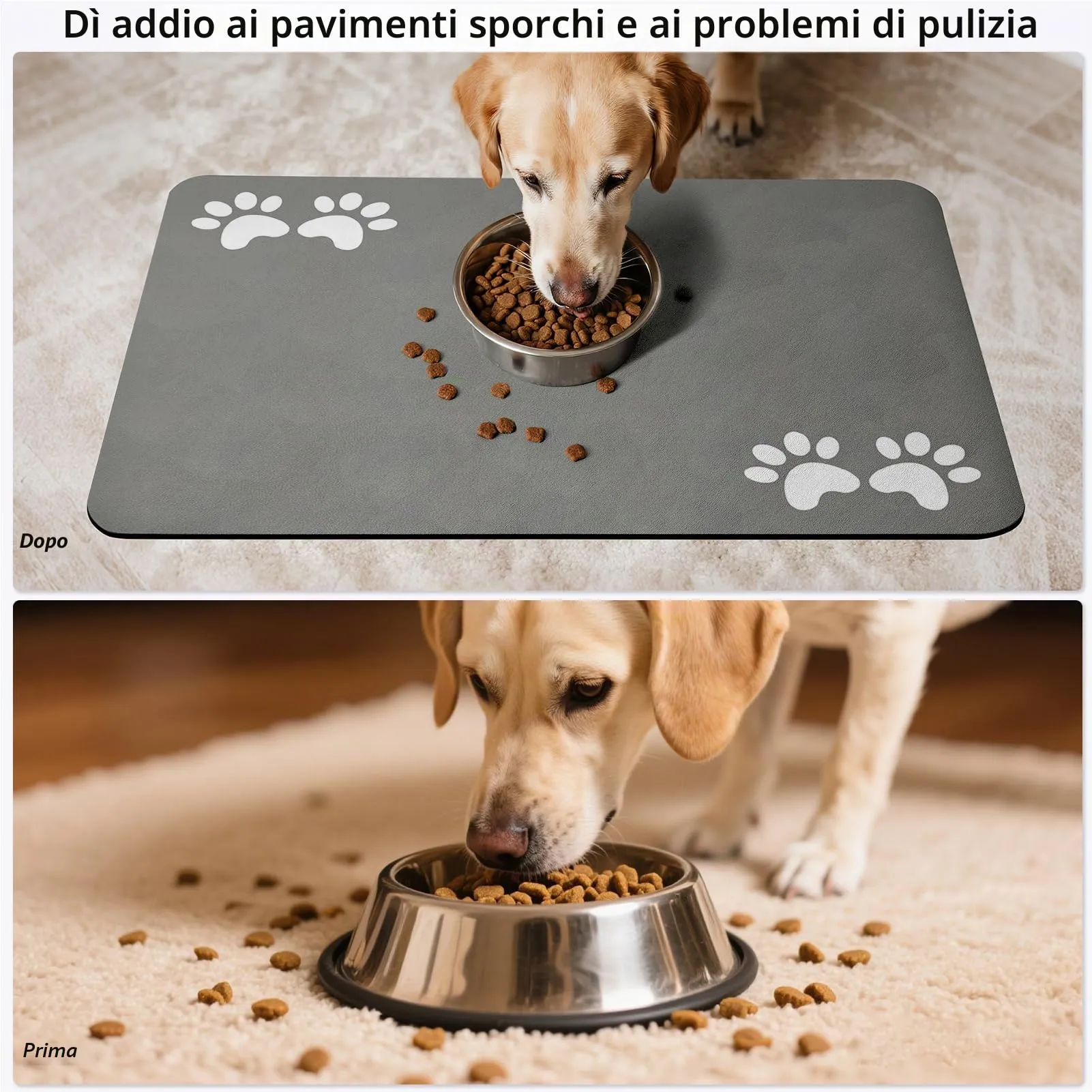 Tappetini di Alimentazione per Animali Domestici,Tappetino per Cibo per Gatti Cani,Asciugatura Rapida Antiscivolo Tappetino Sotto Ciotola Cani Assorbente (Grigio, 43x80cm) - immagine 4