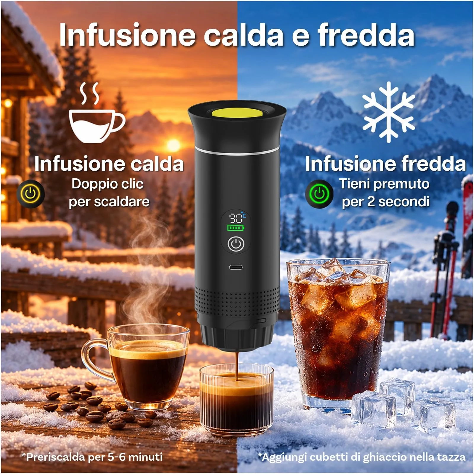 MMOBIEL Macchina Caffè Portatile Macchina da Caffè Espresso Elettrica con Anti-Scivolo, Riscaldante & USB-C – Compatibile con Capsule & Caffè Macinato per Viaggio, Campeggio, Casa, Auto, Ufficio - immagine 4