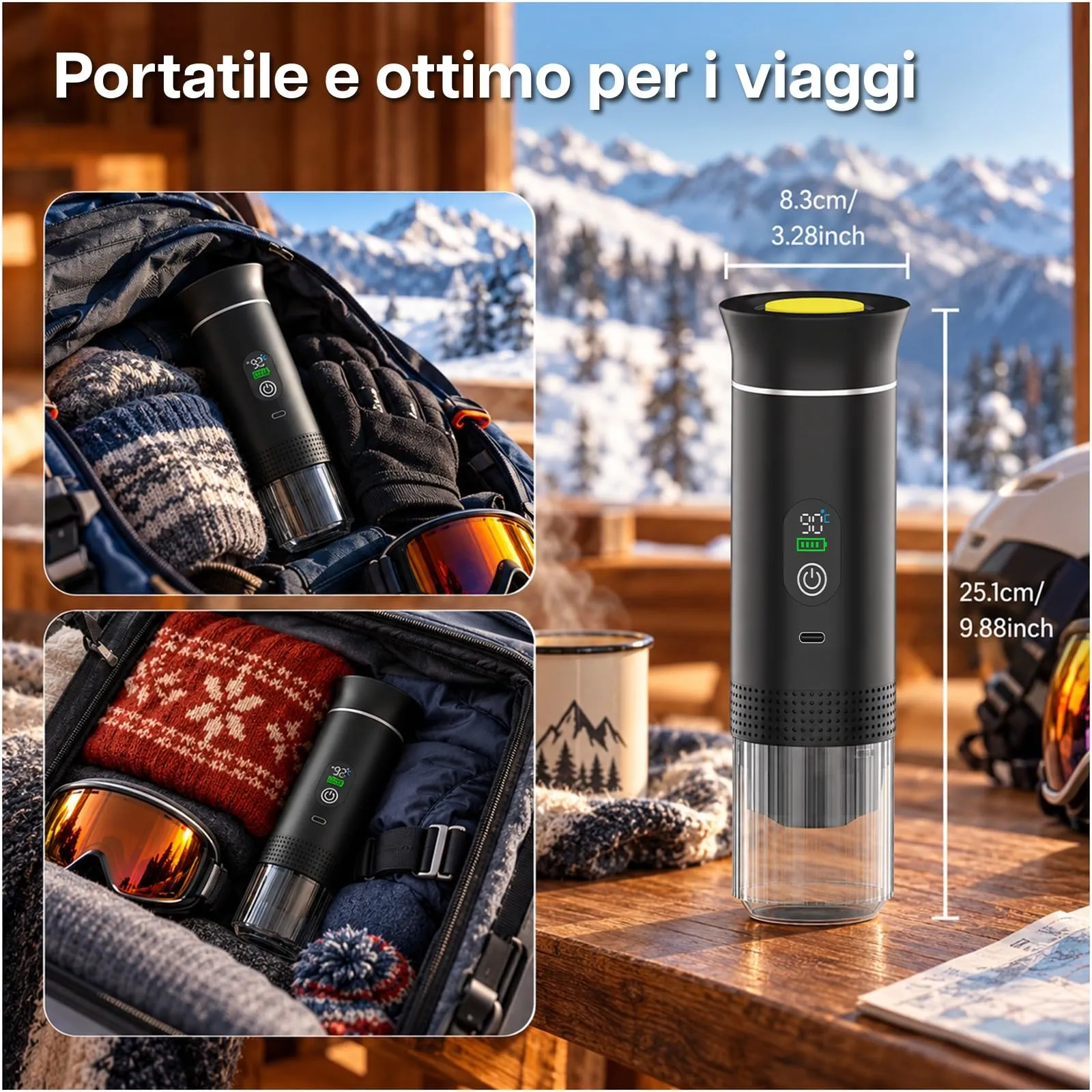 MMOBIEL Macchina Caffè Portatile Macchina da Caffè Espresso Elettrica con Anti-Scivolo, Riscaldante & USB-C – Compatibile con Capsule & Caffè Macinato per Viaggio, Campeggio, Casa, Auto, Ufficio - immagine 6