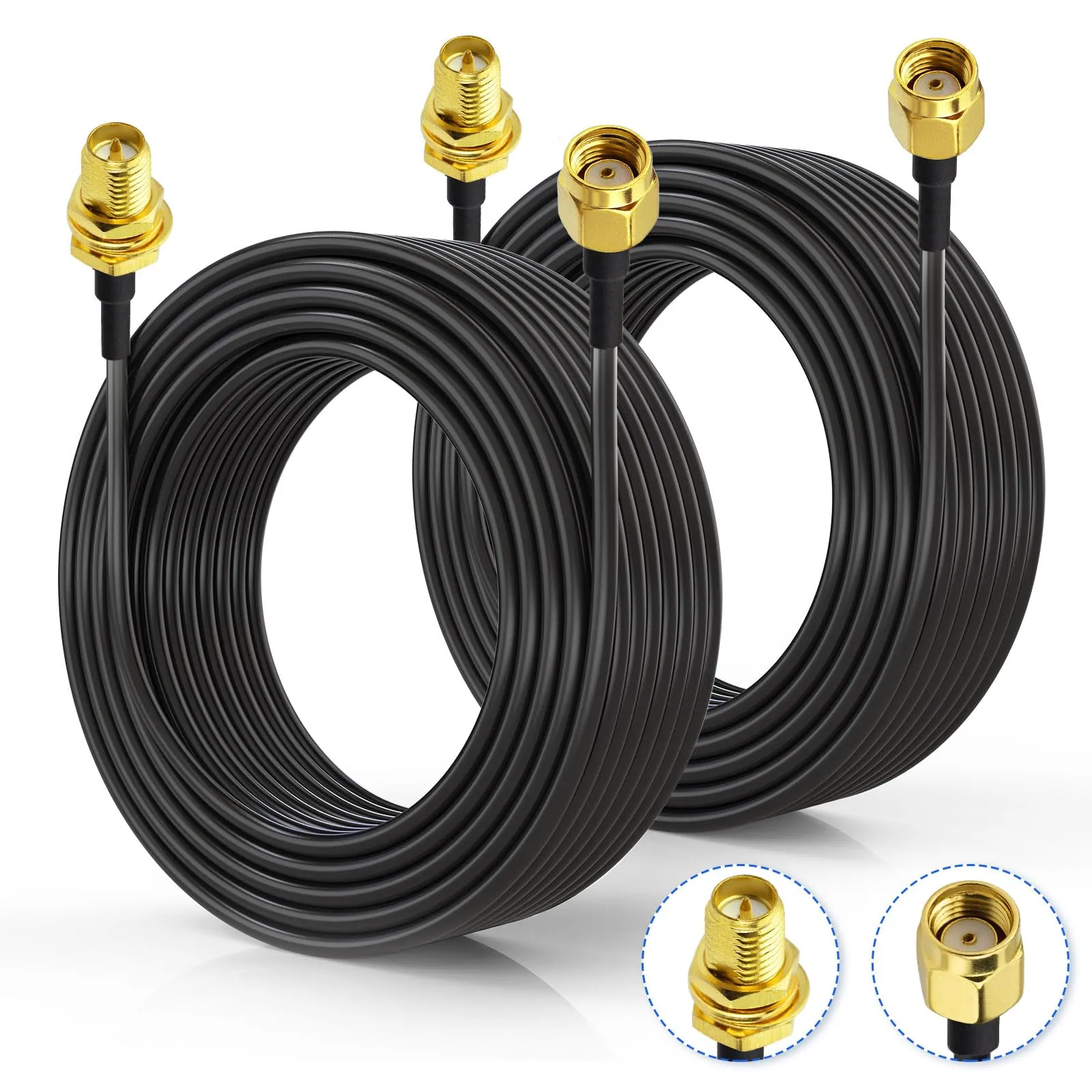 Superbat Cavo Prolunga RPSMA RG174 10m Cavo Prolunga Antenna 4G WIFI Maschio a Femmina per 4G LTE, Router, Antenna WIFI/GPS/GSM, Modem 5G, Radioamatore, SDR, ecc(2 pezzi) - immagine 1