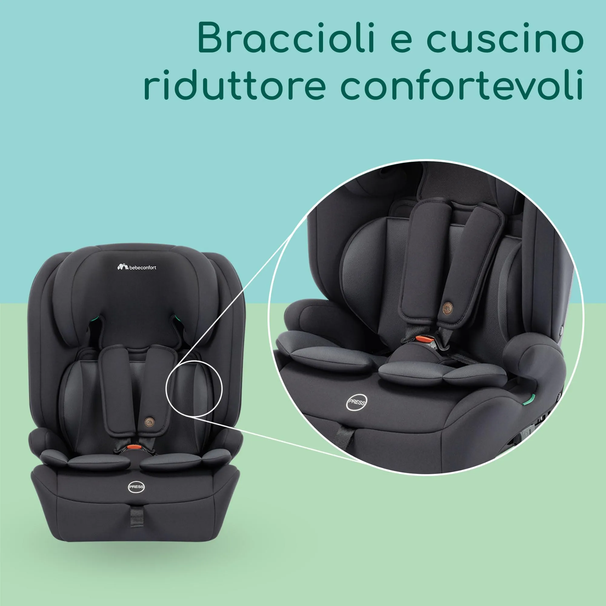 Bebeconfort EverFix Plus i-Size, Seggiolino Evolutivo, 76–150cm, Full Black - immagine 5