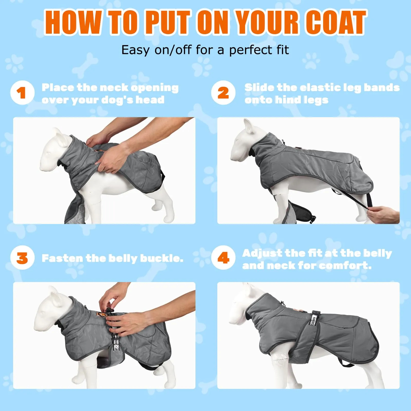DoggieKit Cappotti per Cani Impermeabile Antivento Caldo Inverno Sicuro Strisce Riflettenti Filettate Giacca per Cani di Taglia Media con Foro per imbracatura Cucciolo Pet Freddo Vestito Vestiti Gilet - immagine 7